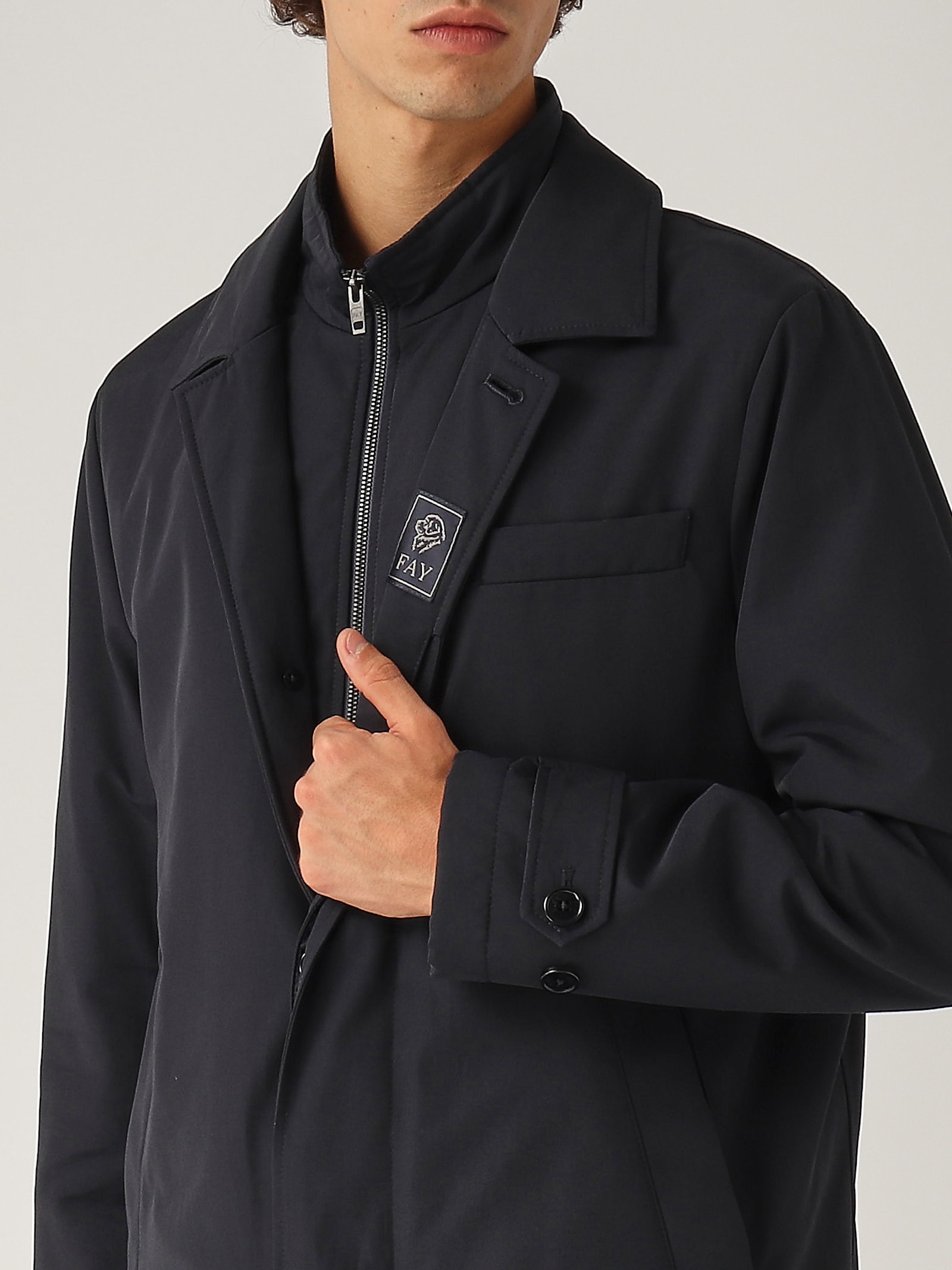 Shop Fay Morning Corto Db Front Raincoat In Navy