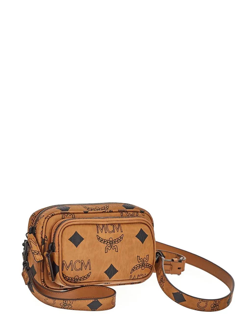 Shop Mcm Mini Aren Maxi Visetos Crossbody Bag In Brown