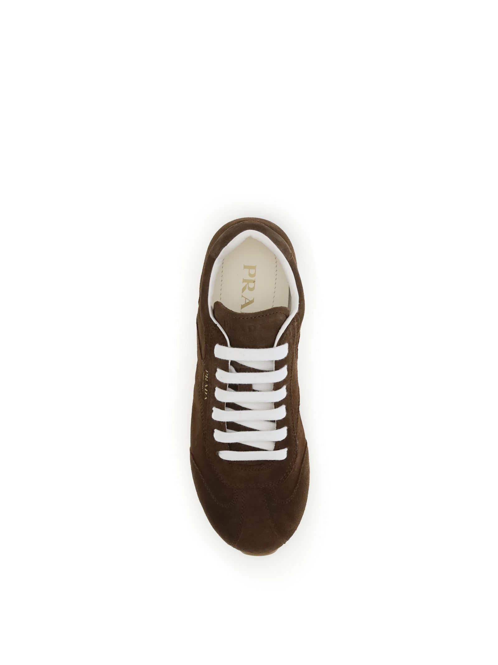 Prada Brown Calf Leather Bos Taurus Sneakers In Brown