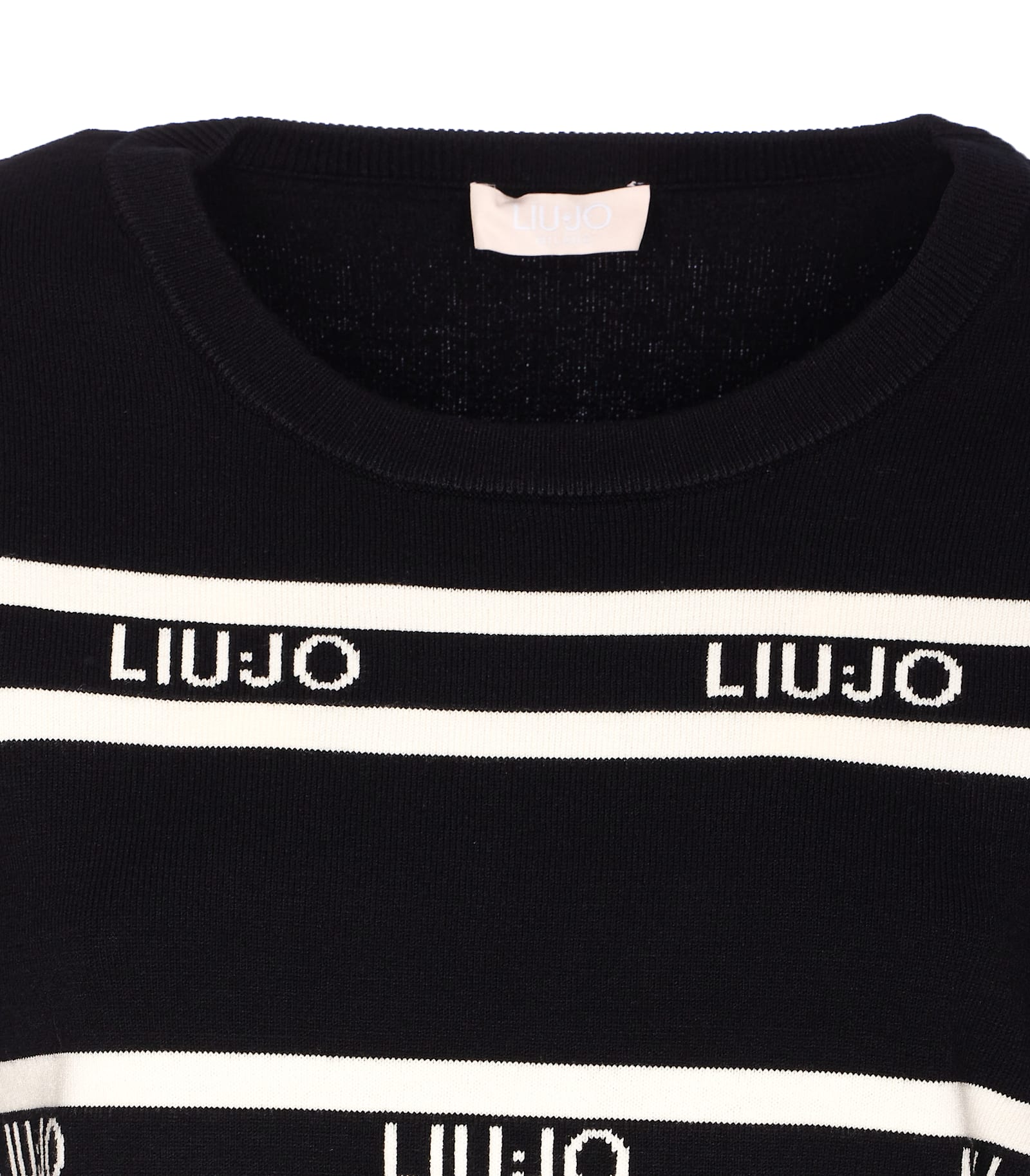 Liu •jo Logo-stripe Crew-neck Sweater In Multi