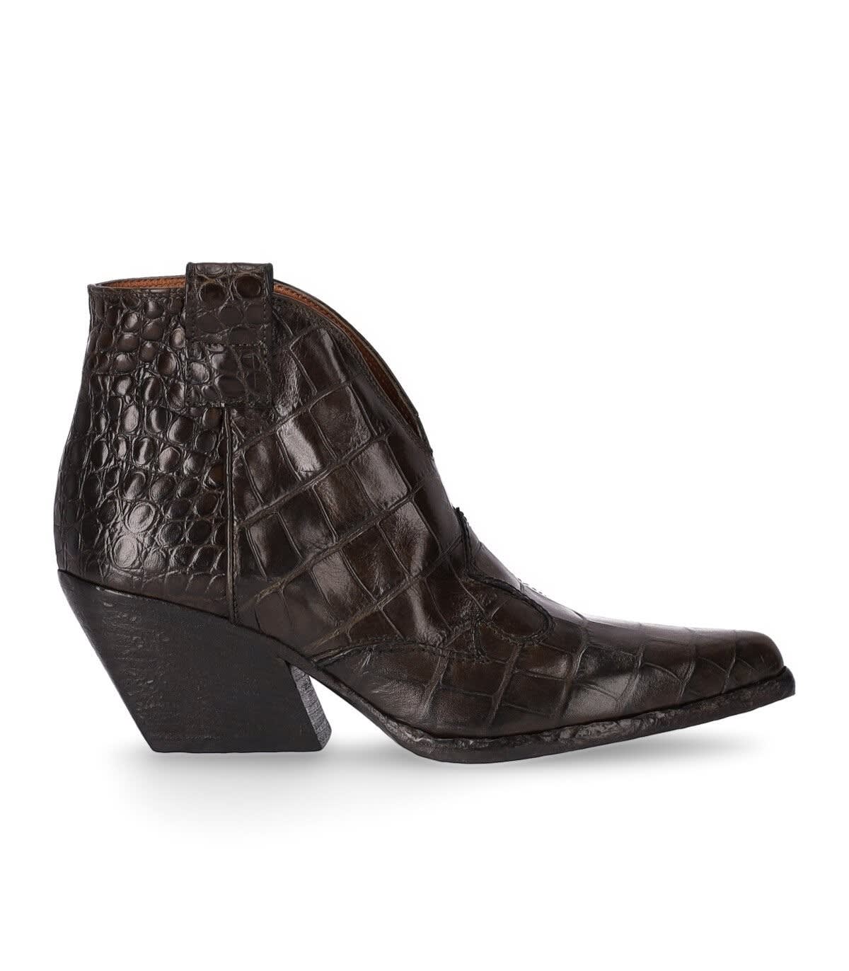 Elena Iachi Paradise Dark Brown Texan Ankle Boot