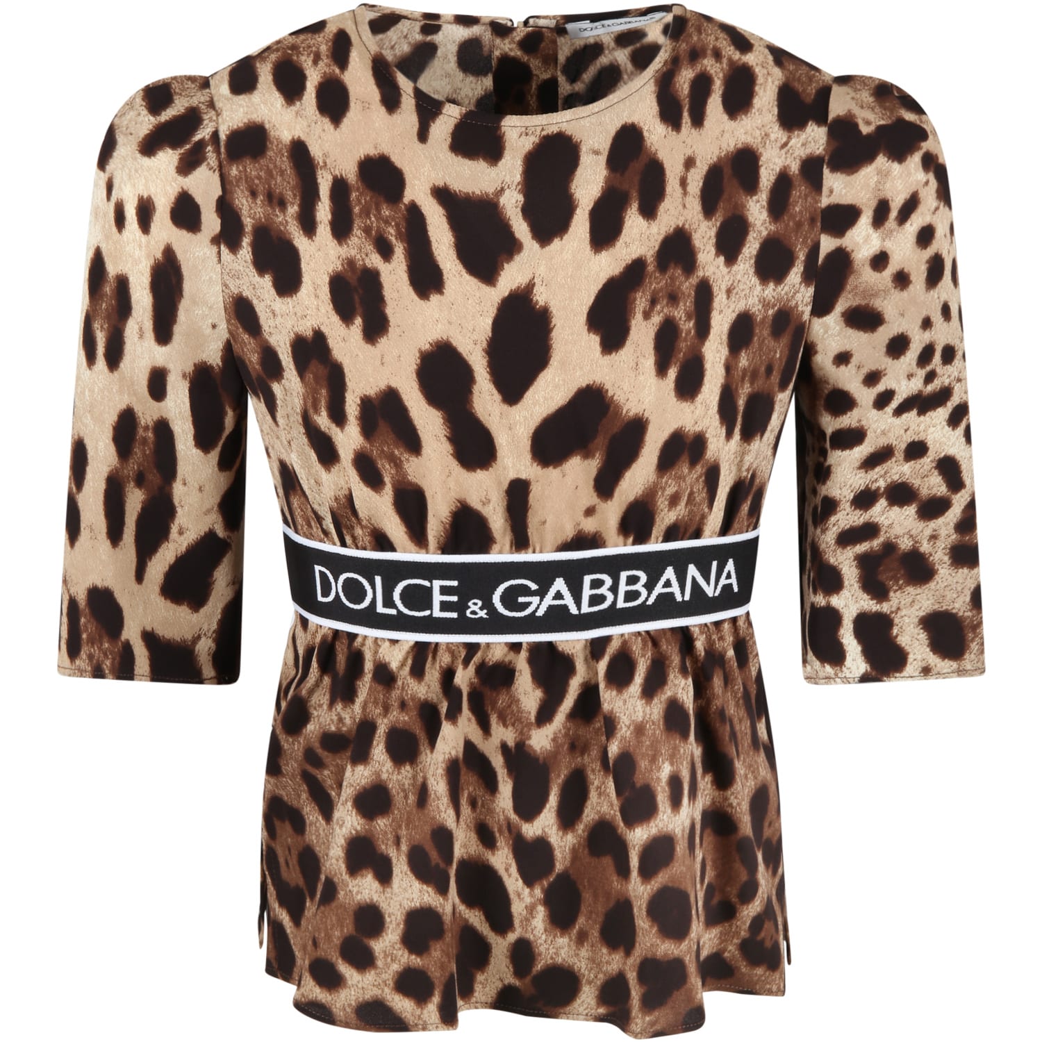 Dolce & Gabbana Beige Blouse For Girl With Logo