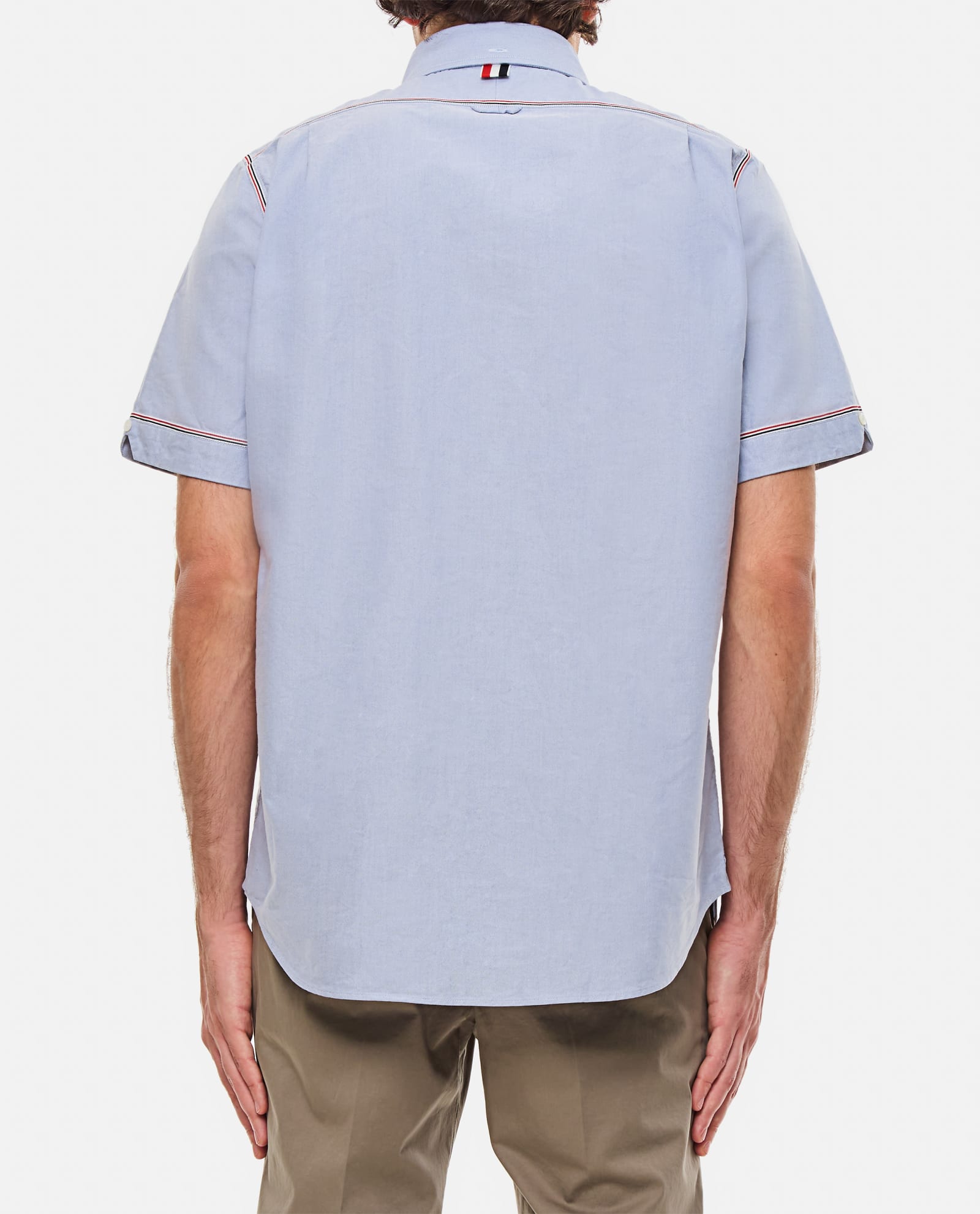 Shop Thom Browne Cotton Button Down Shirt In Clear Blue