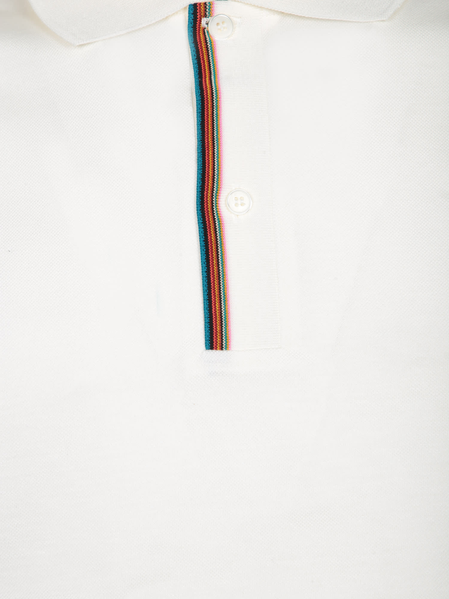 Shop Paul Smith White Cotton Polo With Stripe Details
