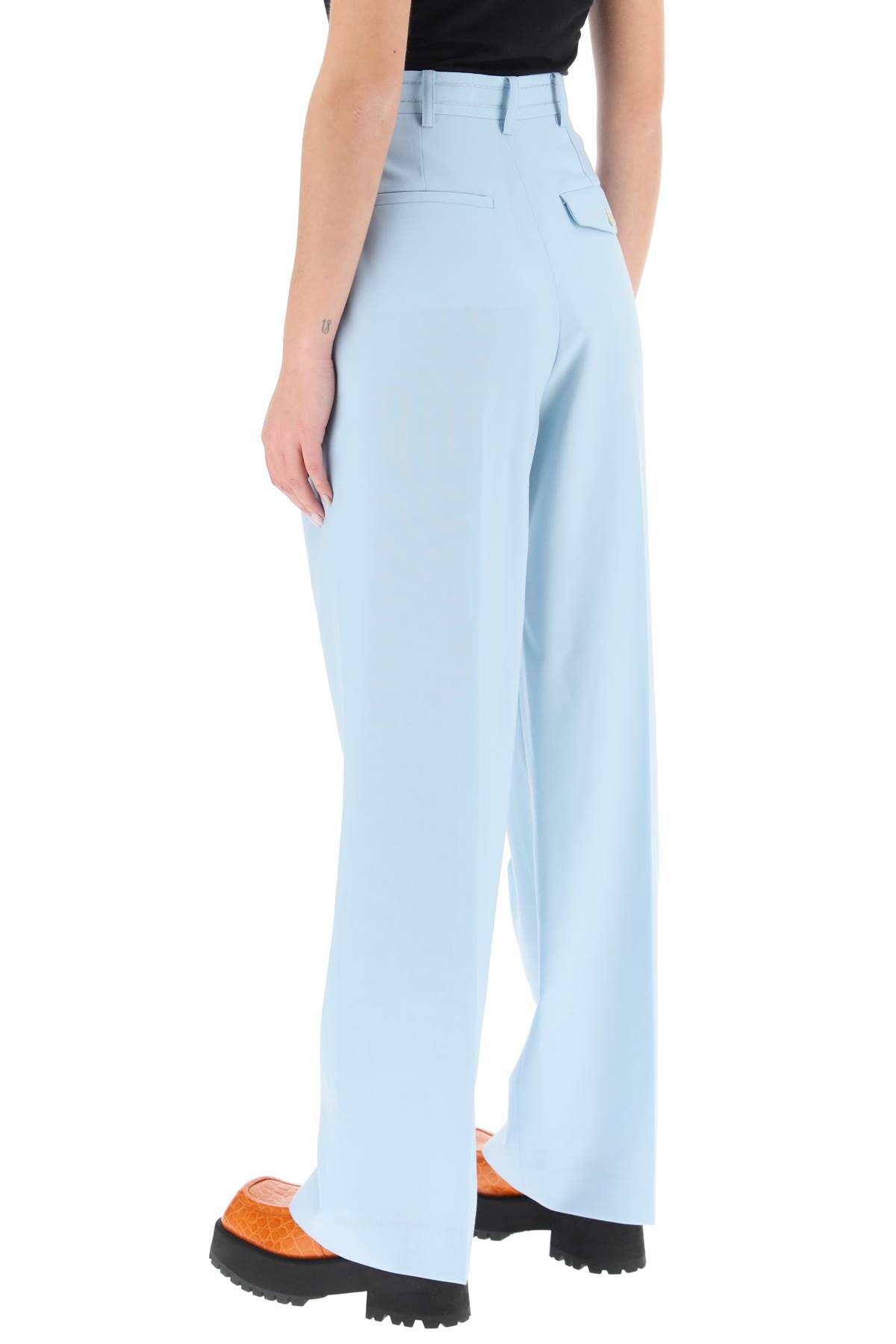 Marni Wide Leg Trousers In Arctic (light Blue)