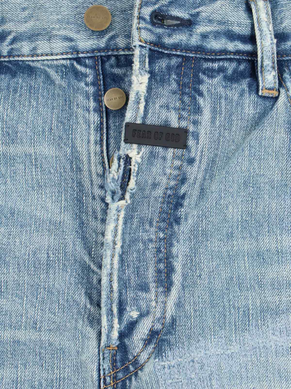 Fear Of God Repaired Classic Jeans In Blue