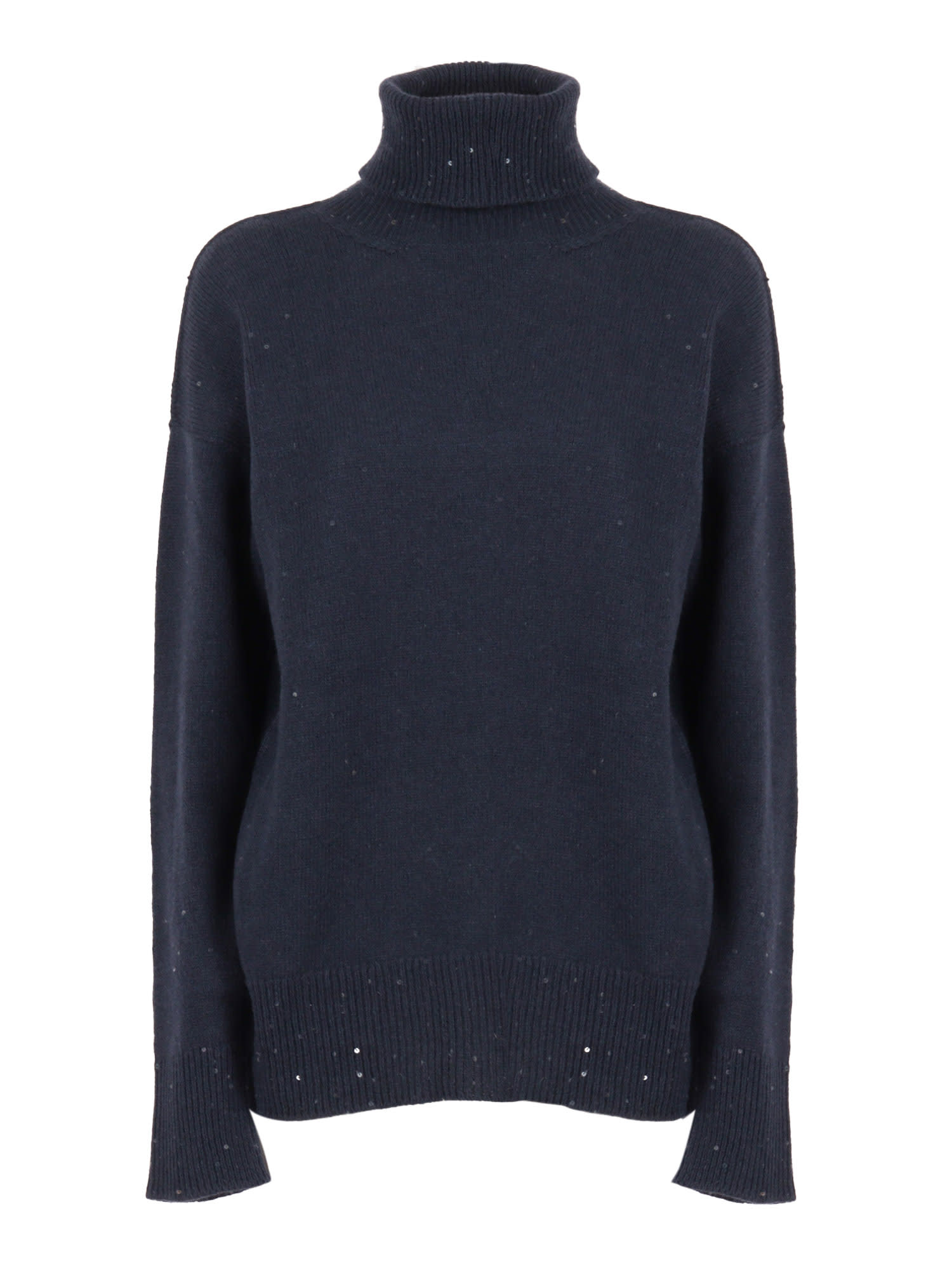 Lorena Antoniazzi Sequin-embellished Turtleneck Sweater In Blue