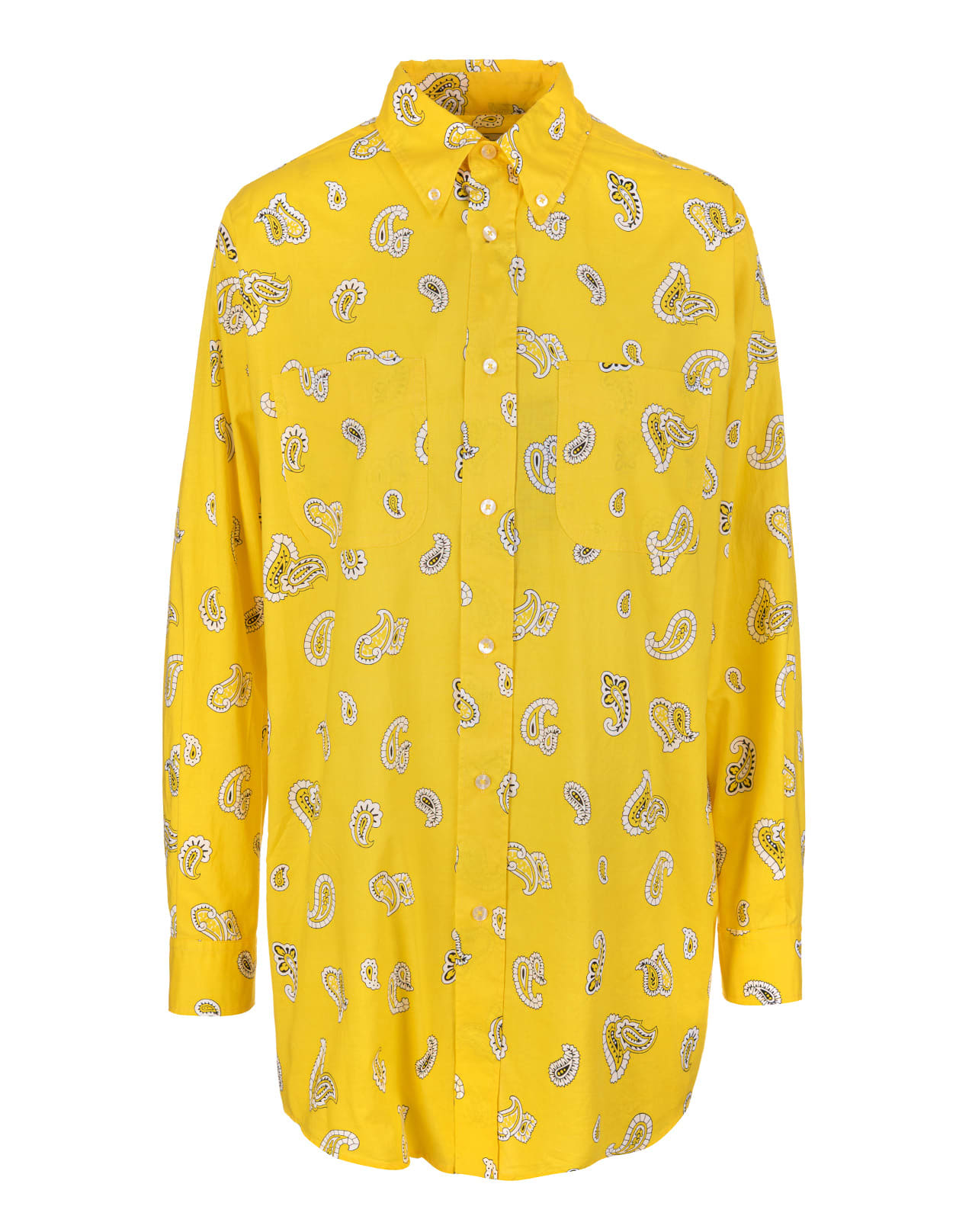 Etro Woman Yellow Cotton Shirt With Paisley Motifs