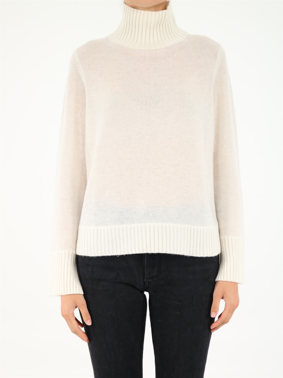 Allude White Turtleneck Sweater