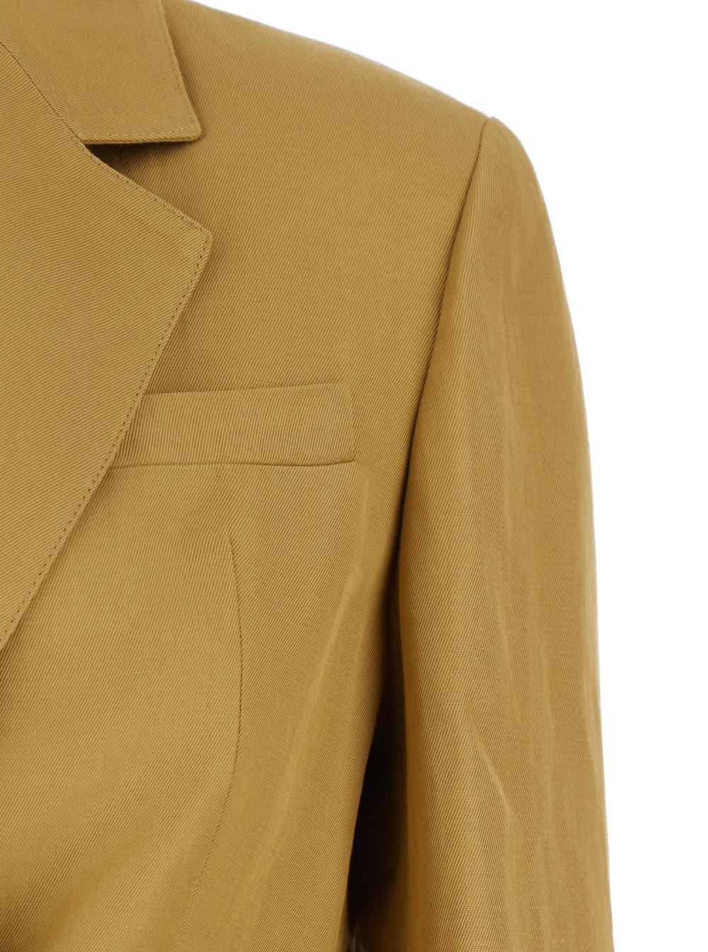 Shop Tela Beige Double-breasted Suit With Notched Revers In Linen And Viscose Blend Woman