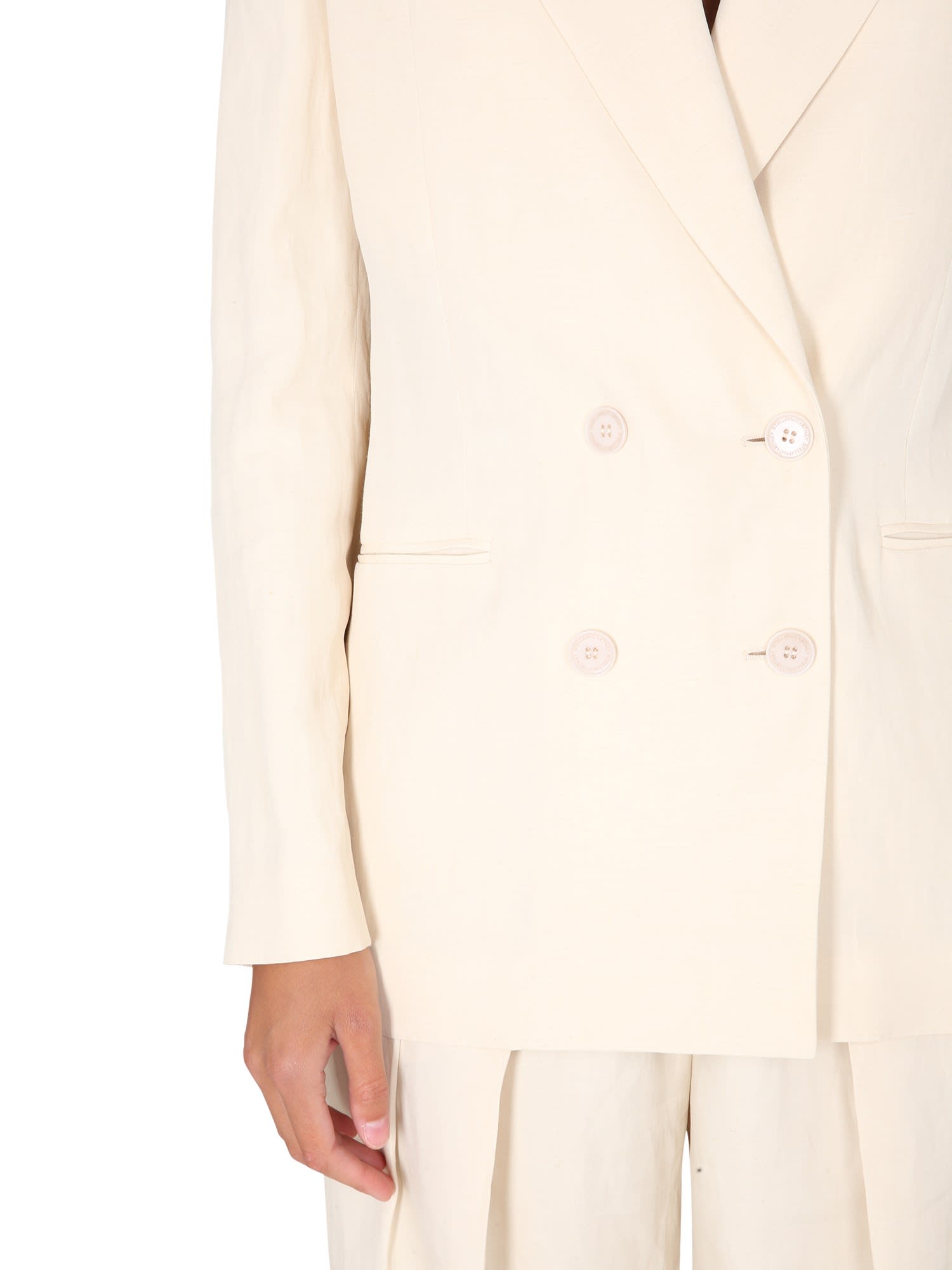 Shop Stella Mccartney Double-breasted Blazer In Burro