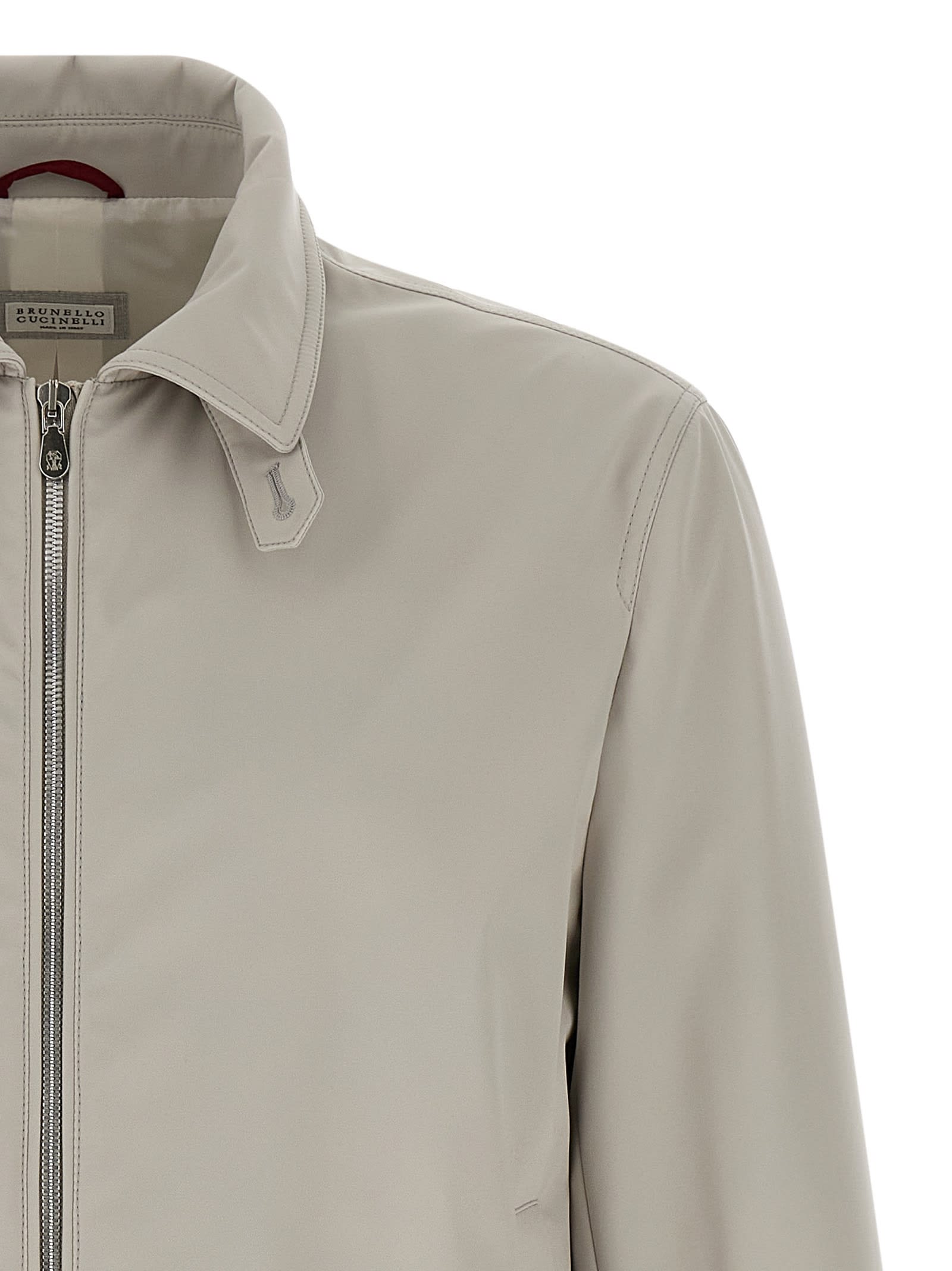 Brunello Cucinelli Men Nylon Bomber Jacket In Gray