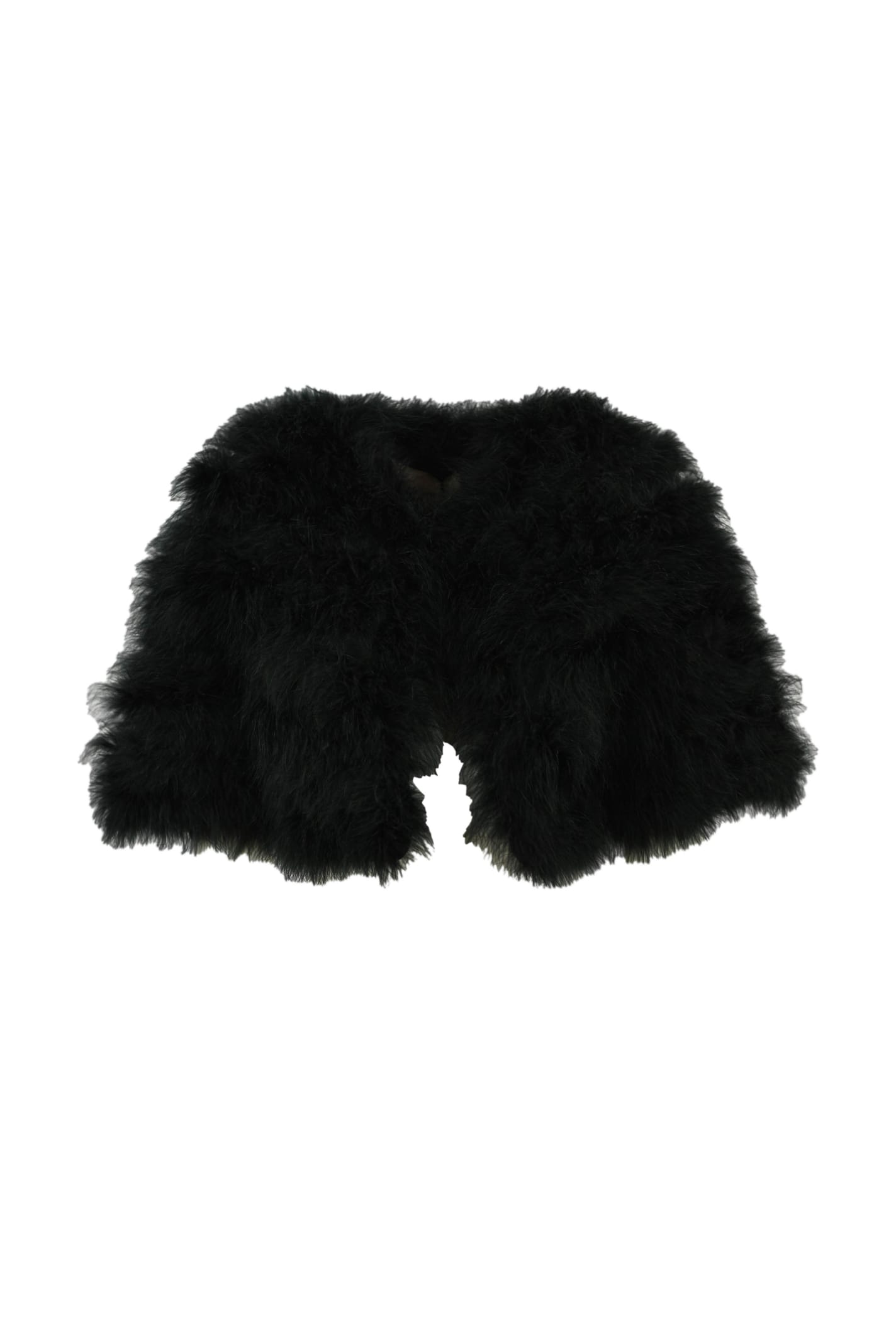 Twinset Turkey-feathers Cropped Cape Jacket In Nero