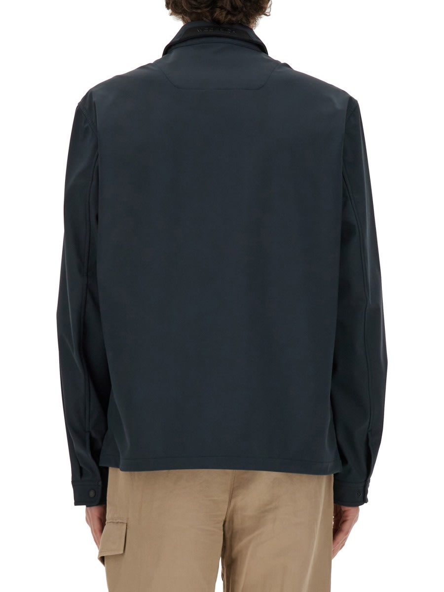 Shop Woolrich Jacket With Logo In Melton Blue