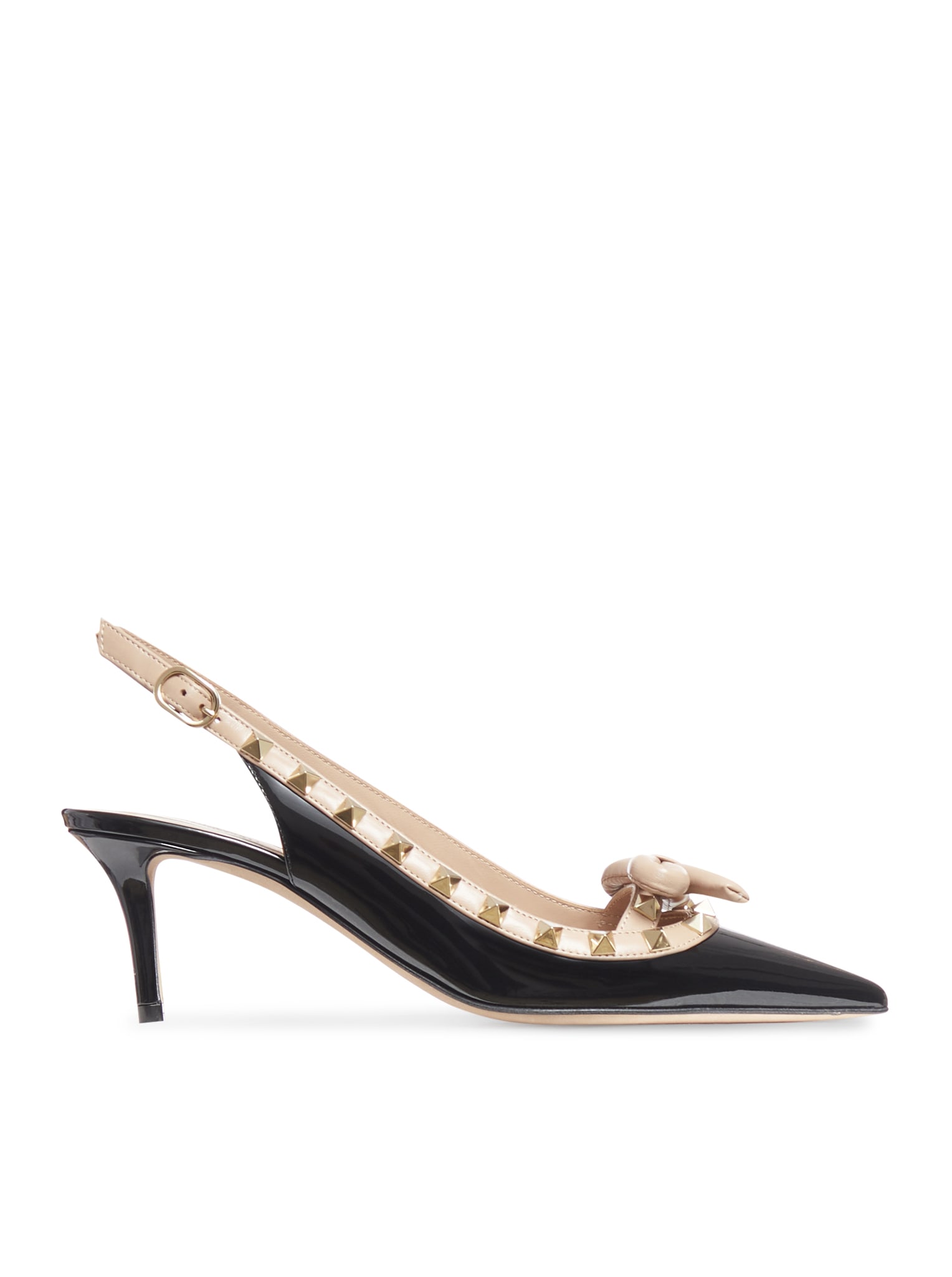 VALENTINO GARAVANI SLING BACK ROCKSTUD BOW T. 60 VERNICE /NAPPA/PLATINUM STUDS