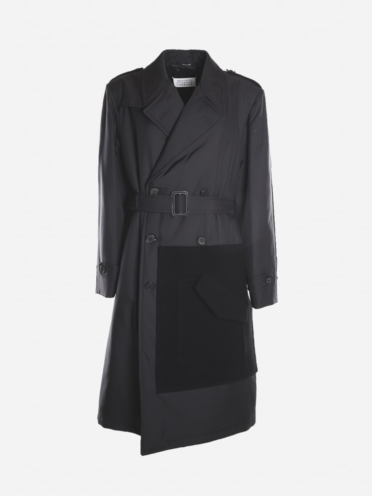 Maison Margiela Technical Fabric Trench Coat With Contrasting Inserts