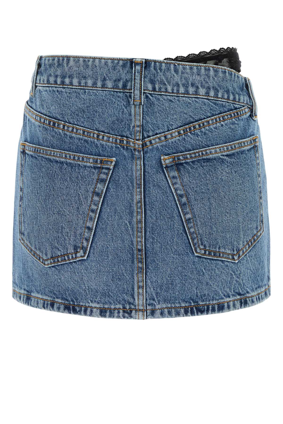 Alexander Wang Dip Side Lace Undie Mini Skirt In Multi