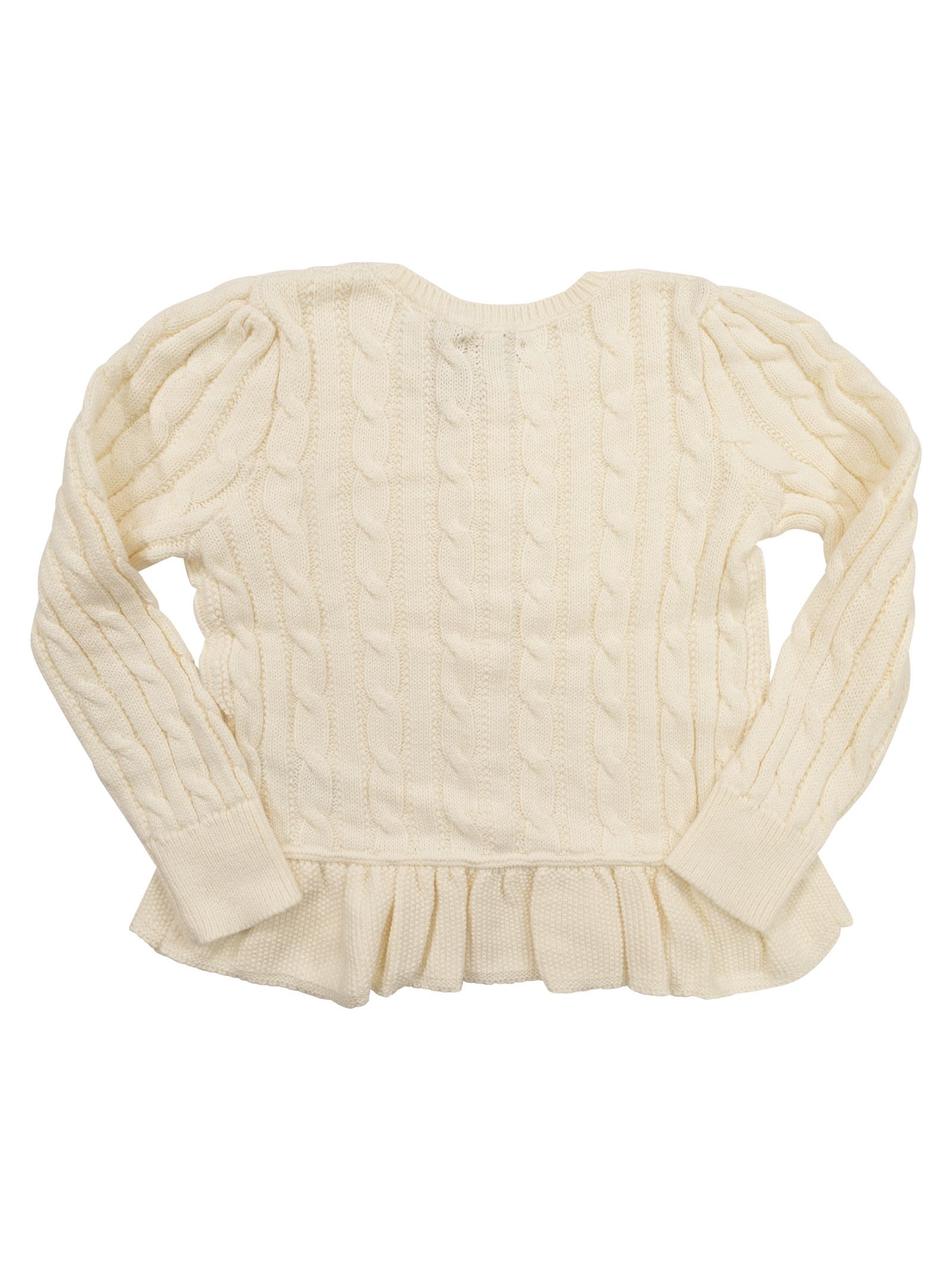 Shop Polo Ralph Lauren Plaited Cotton Peplum Cardigan In White