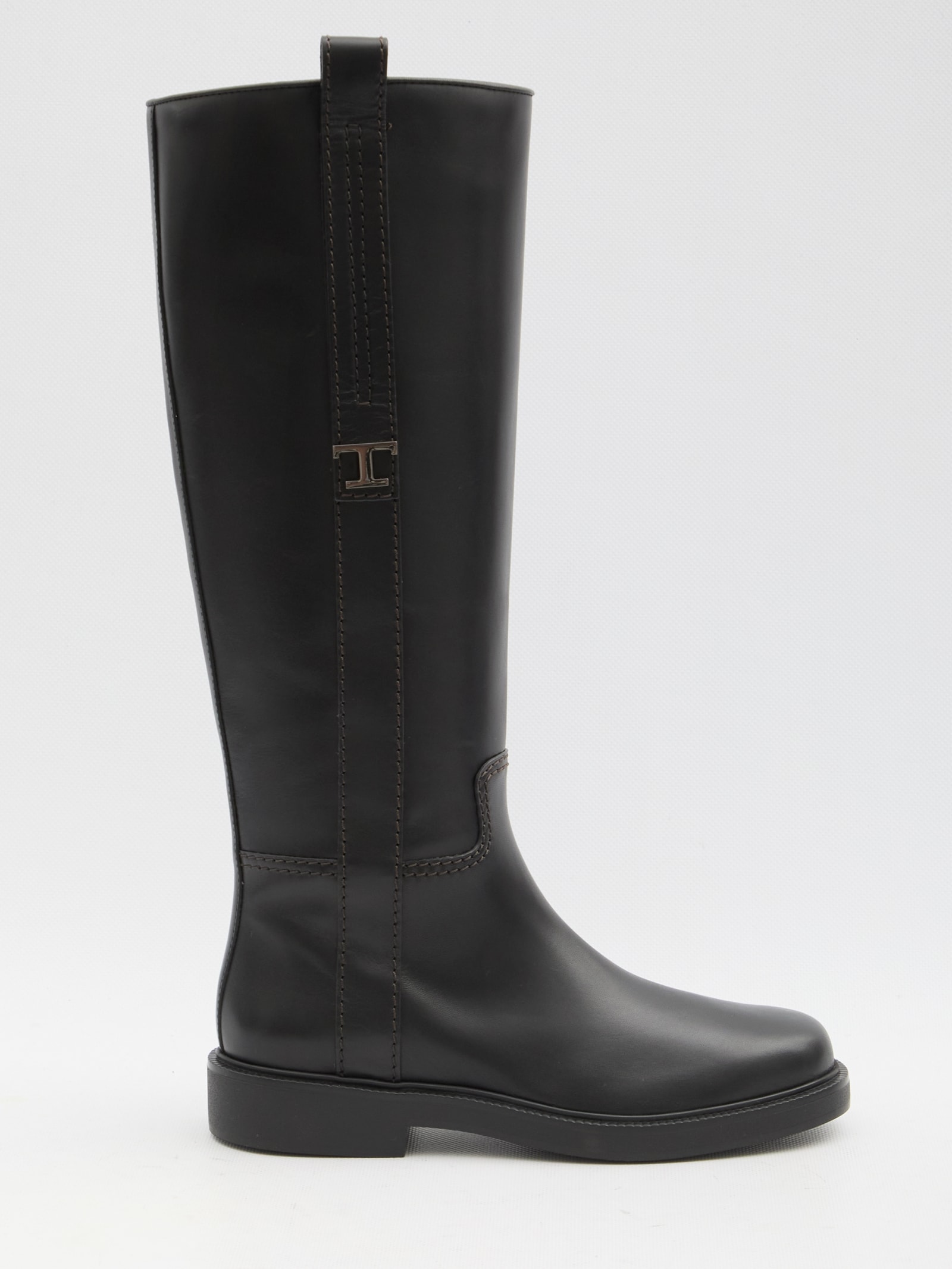 Shop Tod's Leather Boots In Black