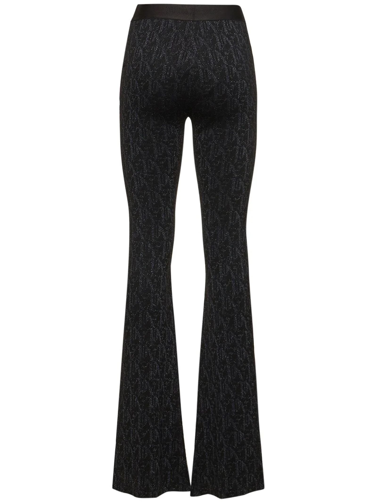 Shop Palm Angels Monogram-jacquard Knitted Trousers In Black