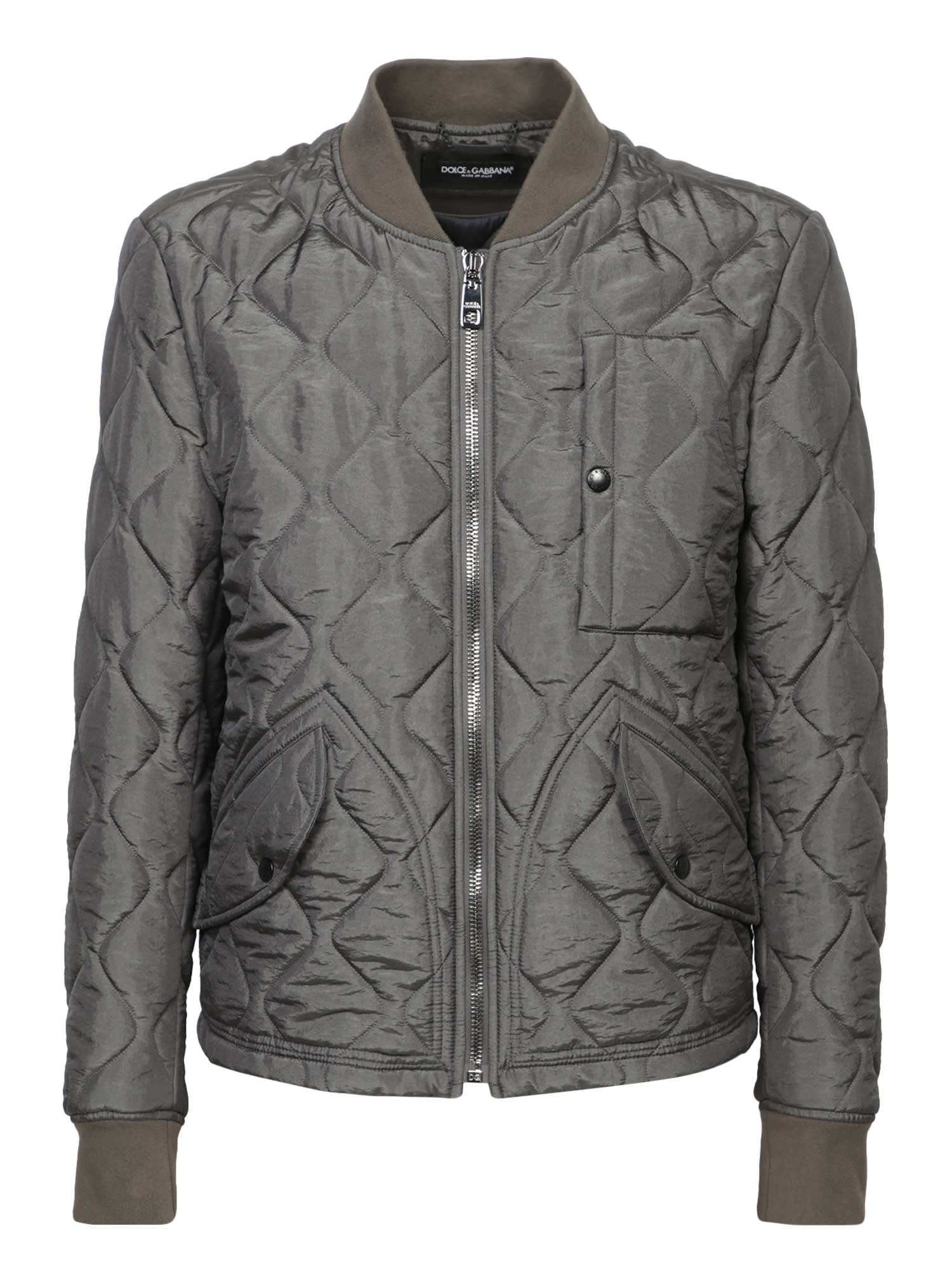 Shop Dolce & Gabbana Quilted Grey Bomber