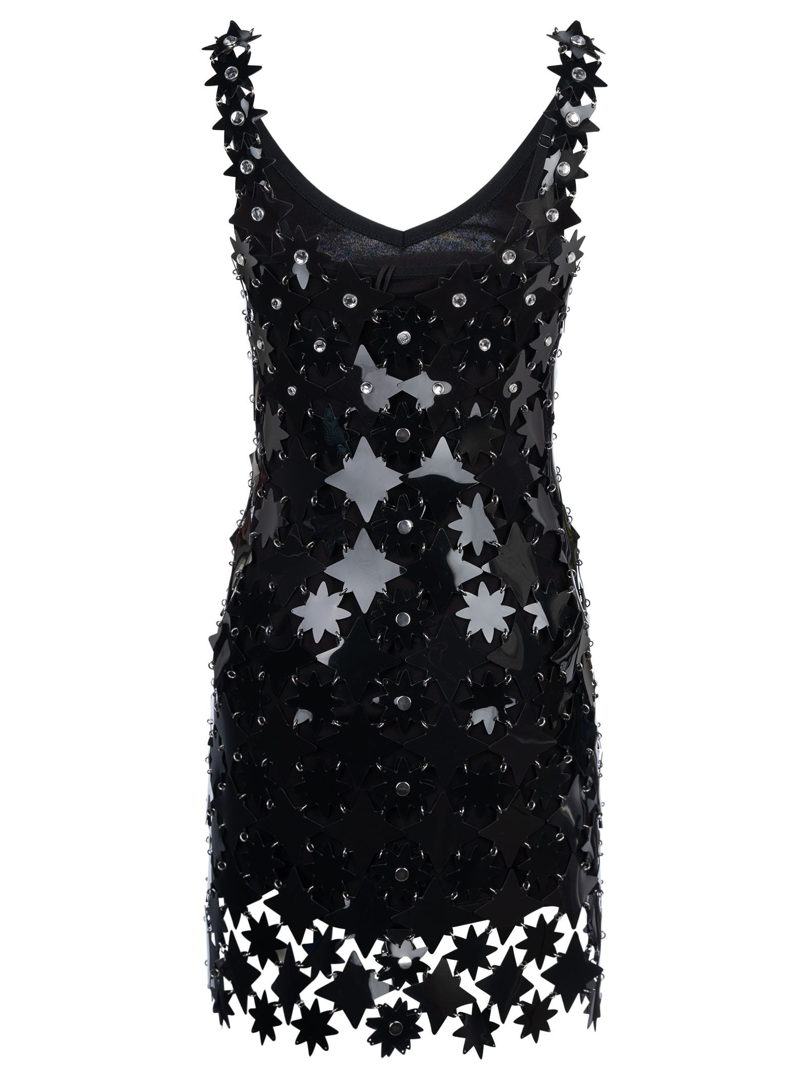 Shop Rabanne Sleeveless Embellished Dress In Black