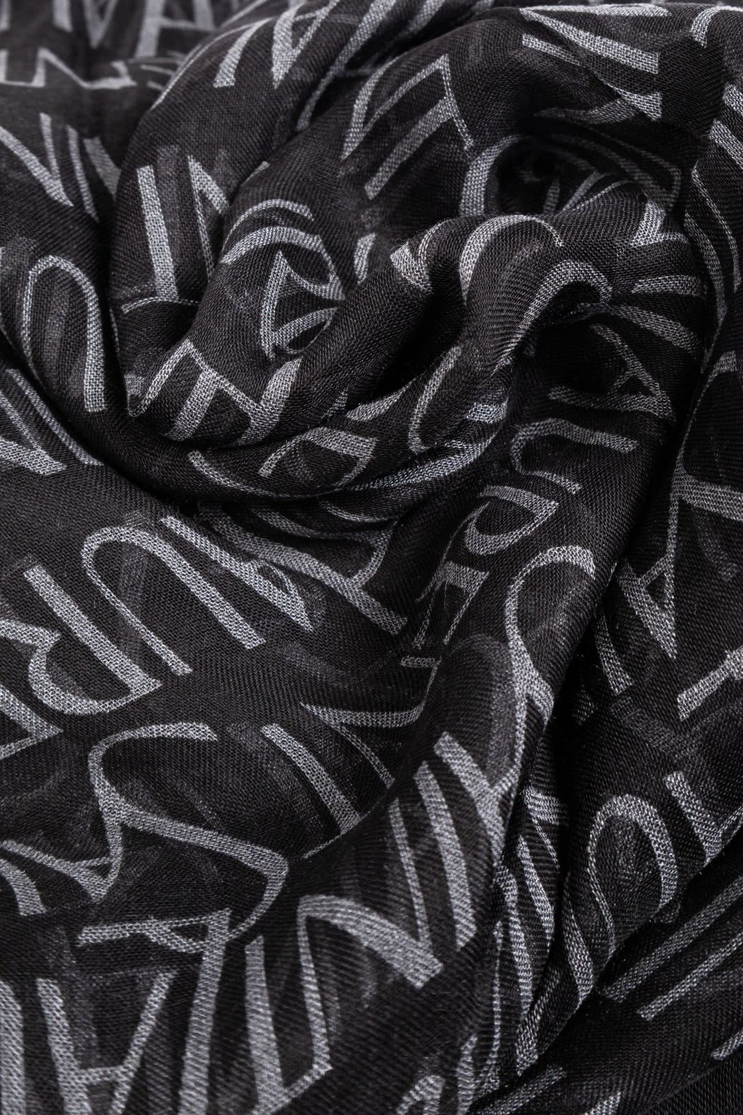 Shop Saint Laurent Large Square Scarf In Black/medium Grey