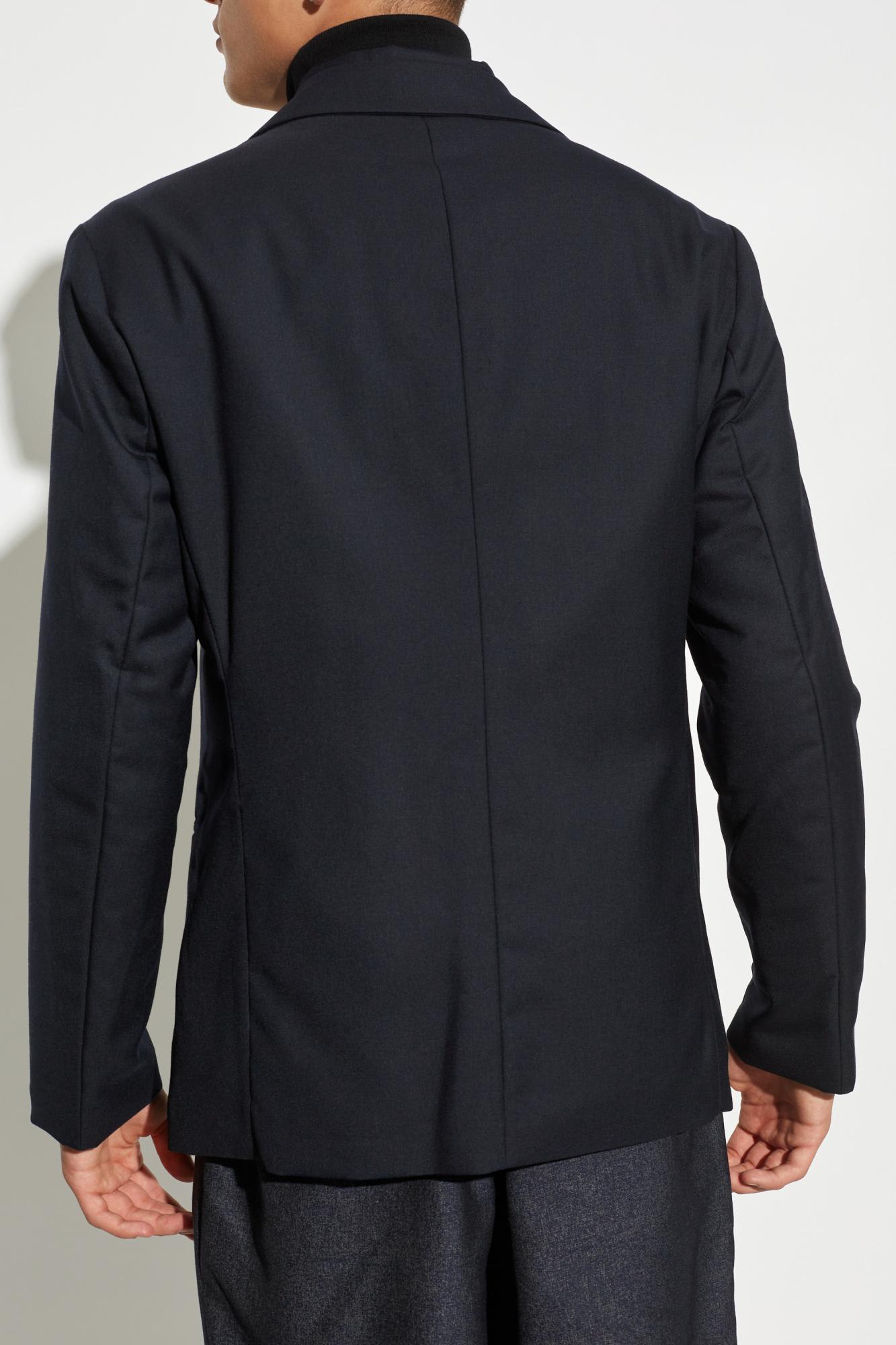 Shop Emporio Armani Blazer With Hoodie In Blue