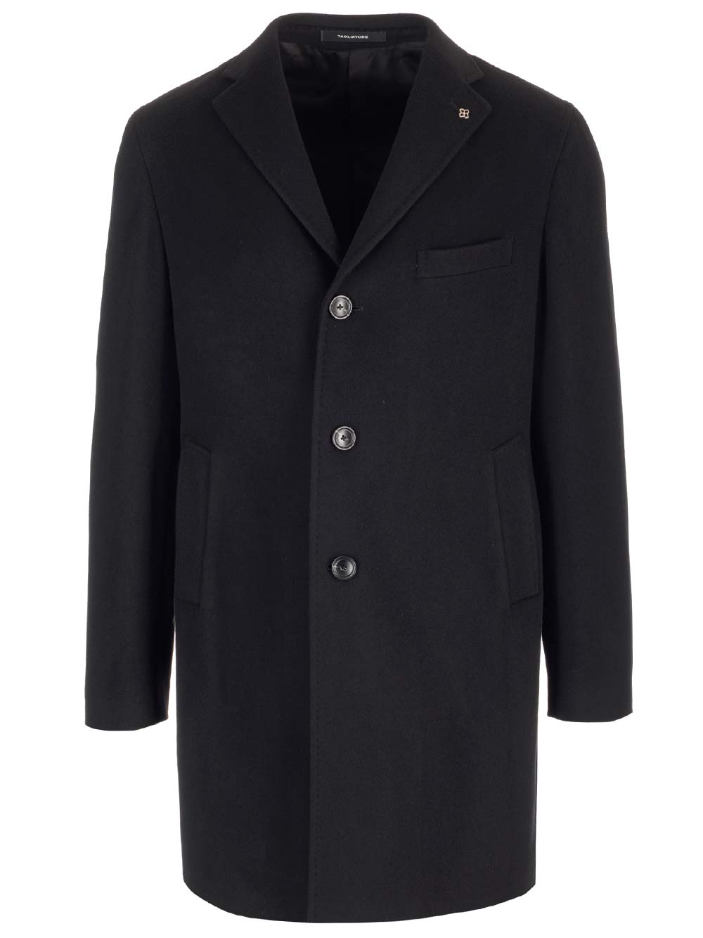 Shop Tagliatore Black Single-breasted Coat