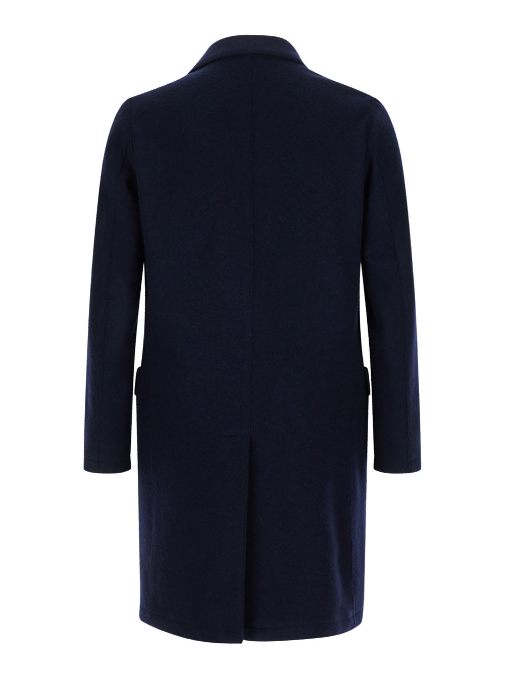 Shop Eleventy Blue Double-breasted Coat With Peak Revers In Fabric Man