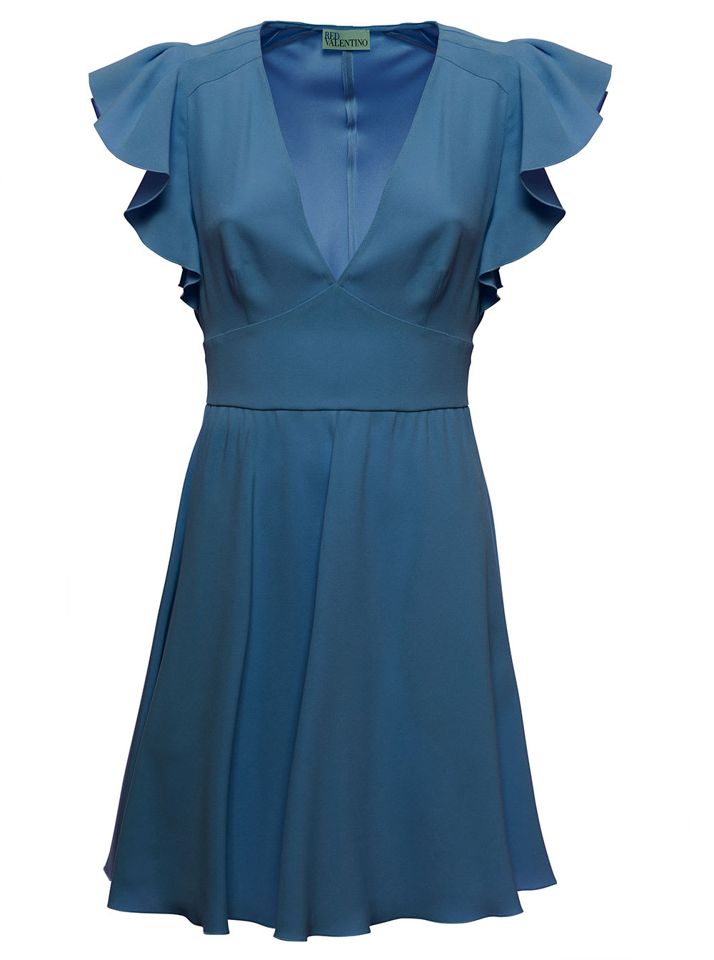 RED Valentino Light Blue Viscose Blend Dress With Ruffles And Bow