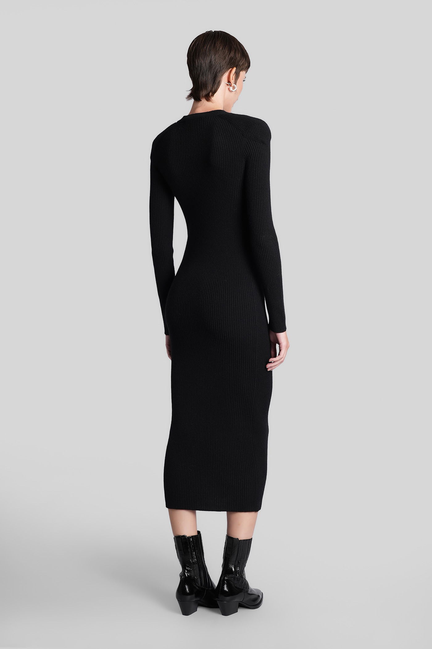 Iro Cashmere Long-sleeve Midi Dress In Black