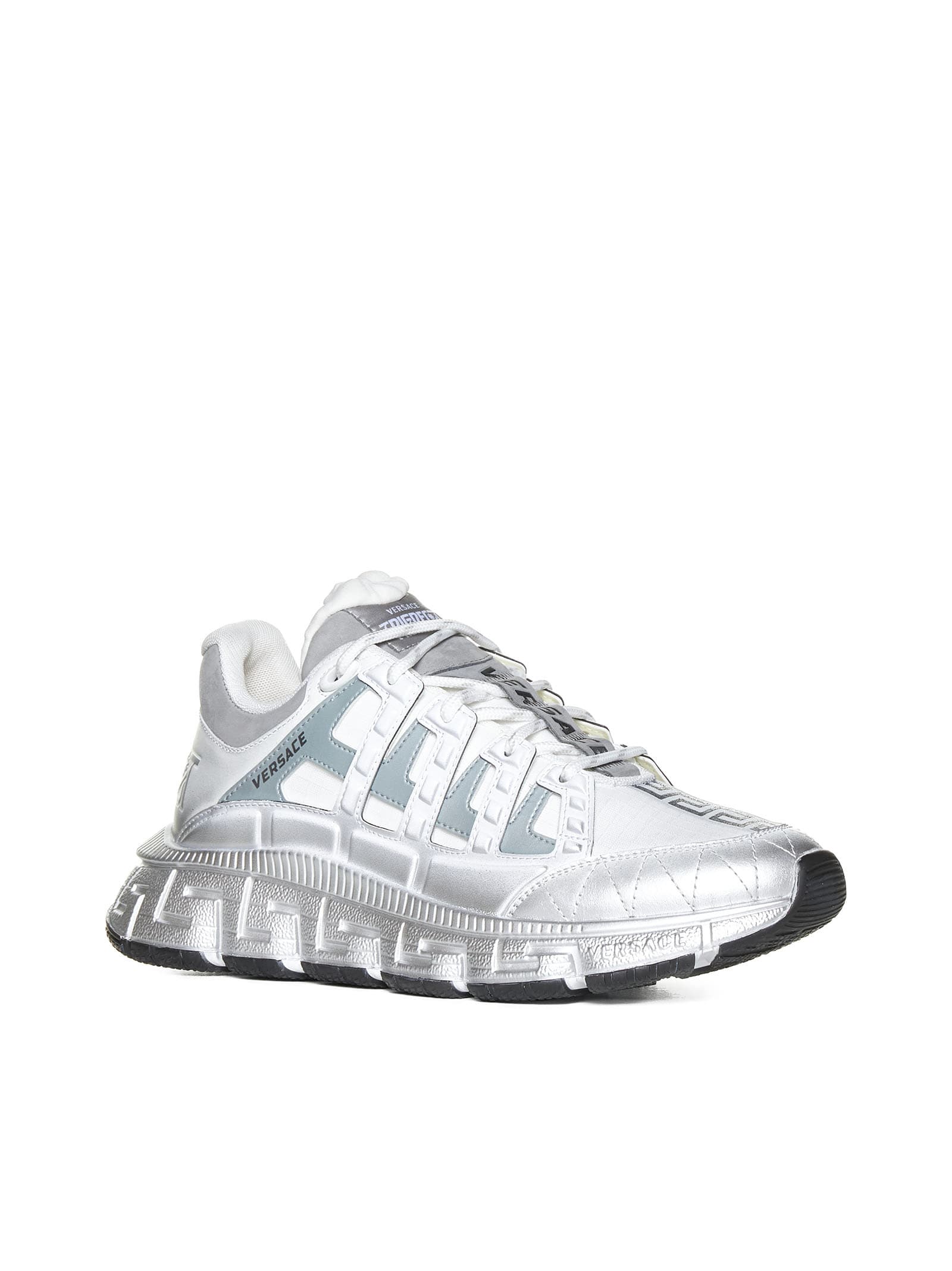Shop Versace Sneakers In White Silver