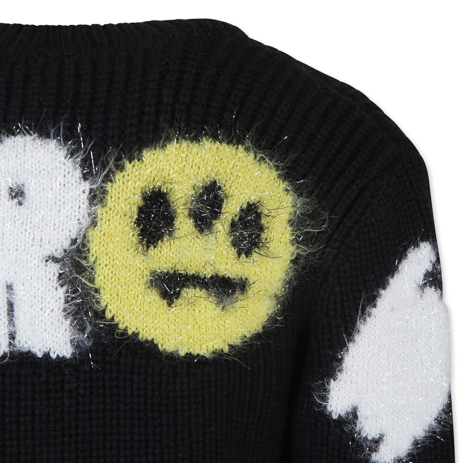 Barrow Black Sweater For Girl With Smiley And Logo In Black