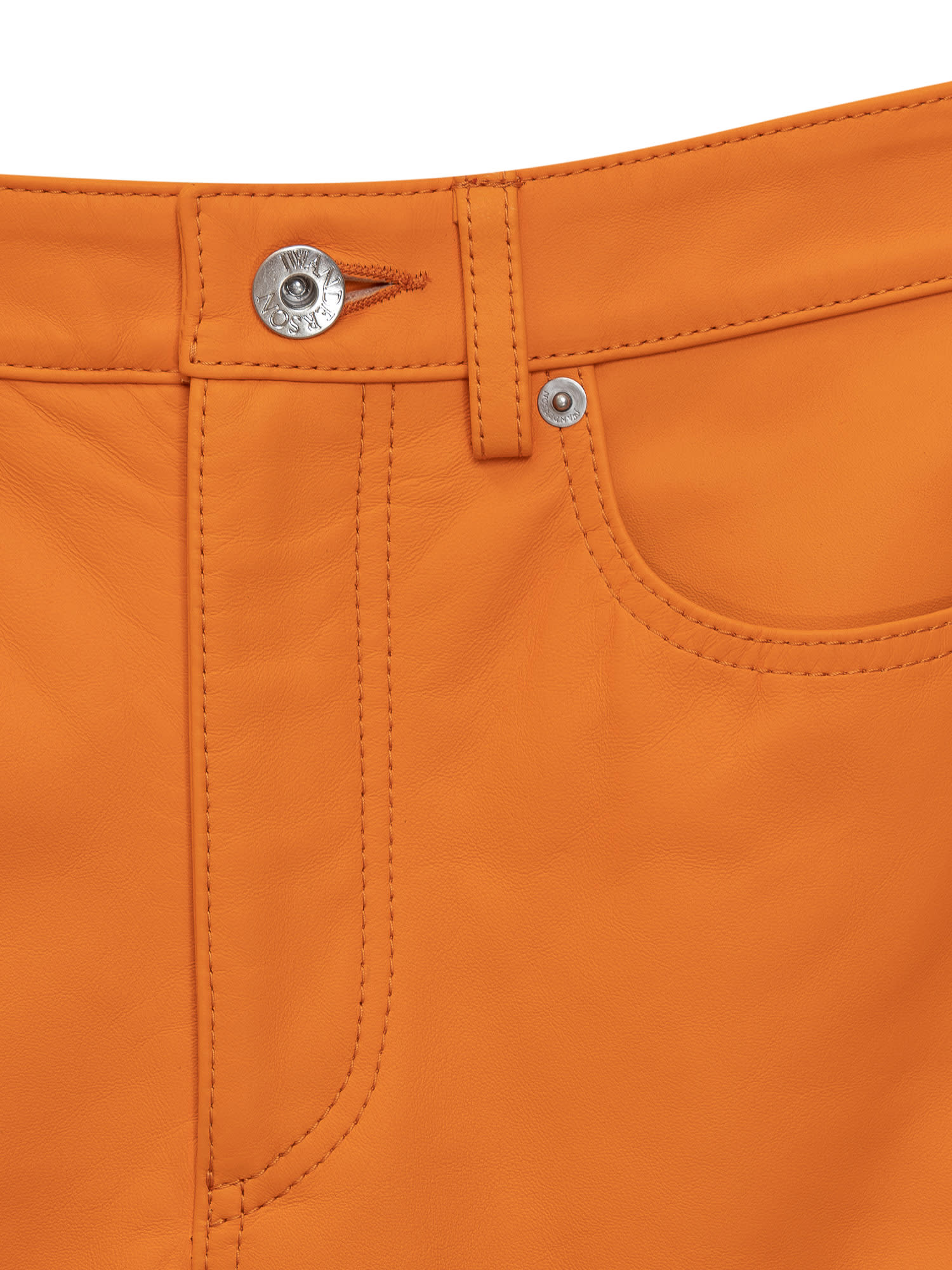 BOOTCUT LEATHER TROUSERS in orange