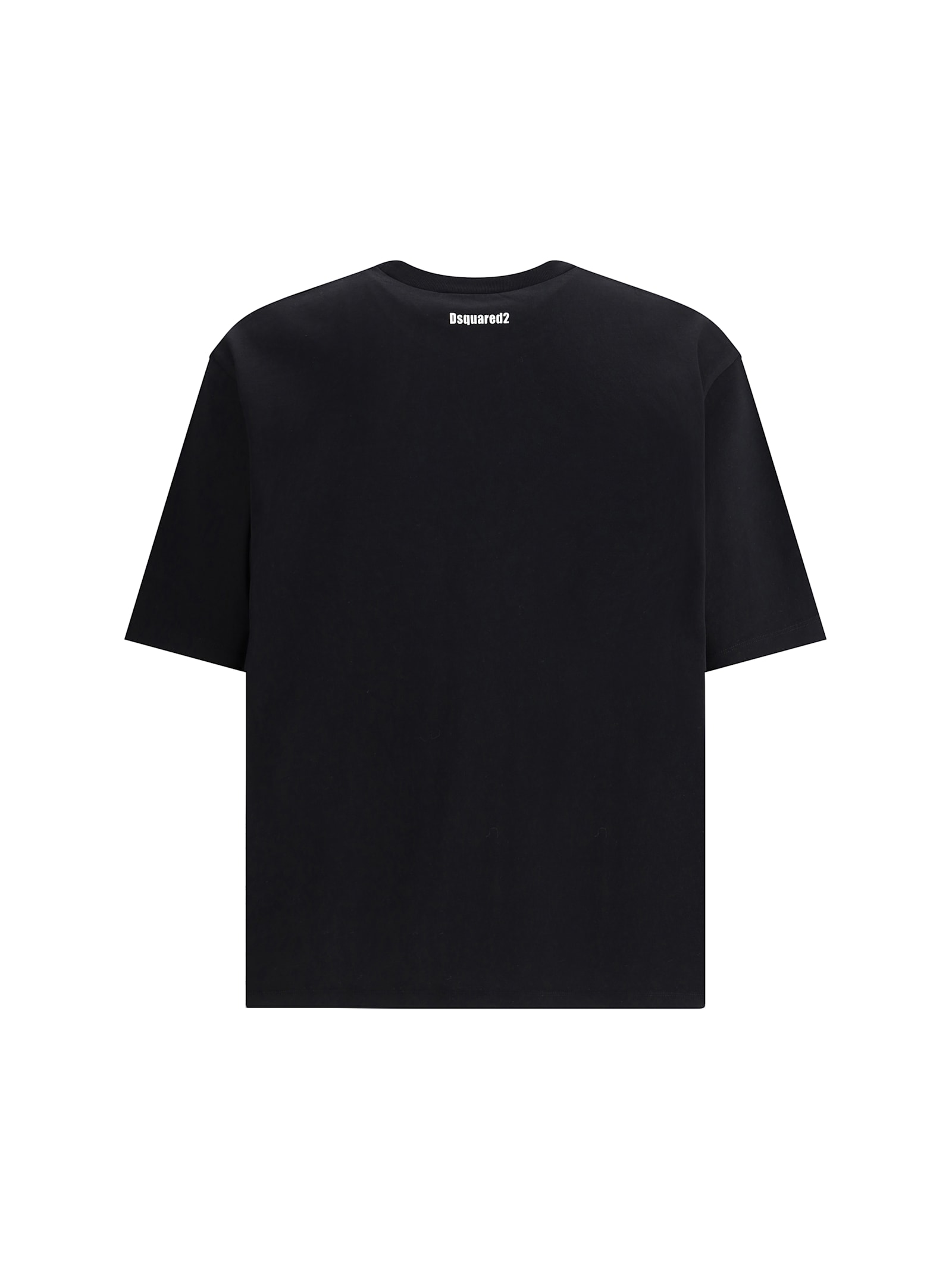 Dsquared2 Black Crewneck T-shirt With Maxi Logo Lettering On The Front In Black