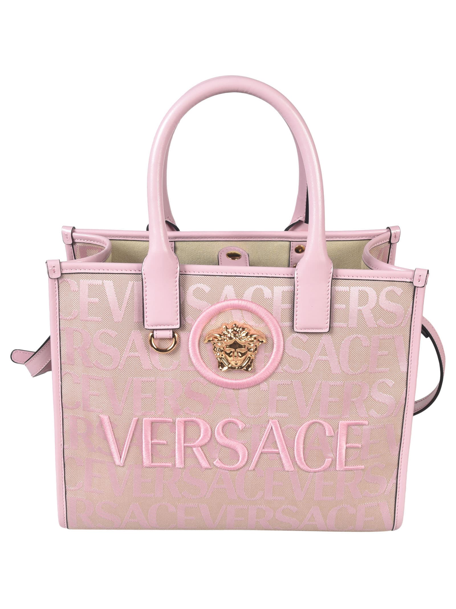 VERSACE LOGO EMBROIDERED TOTE