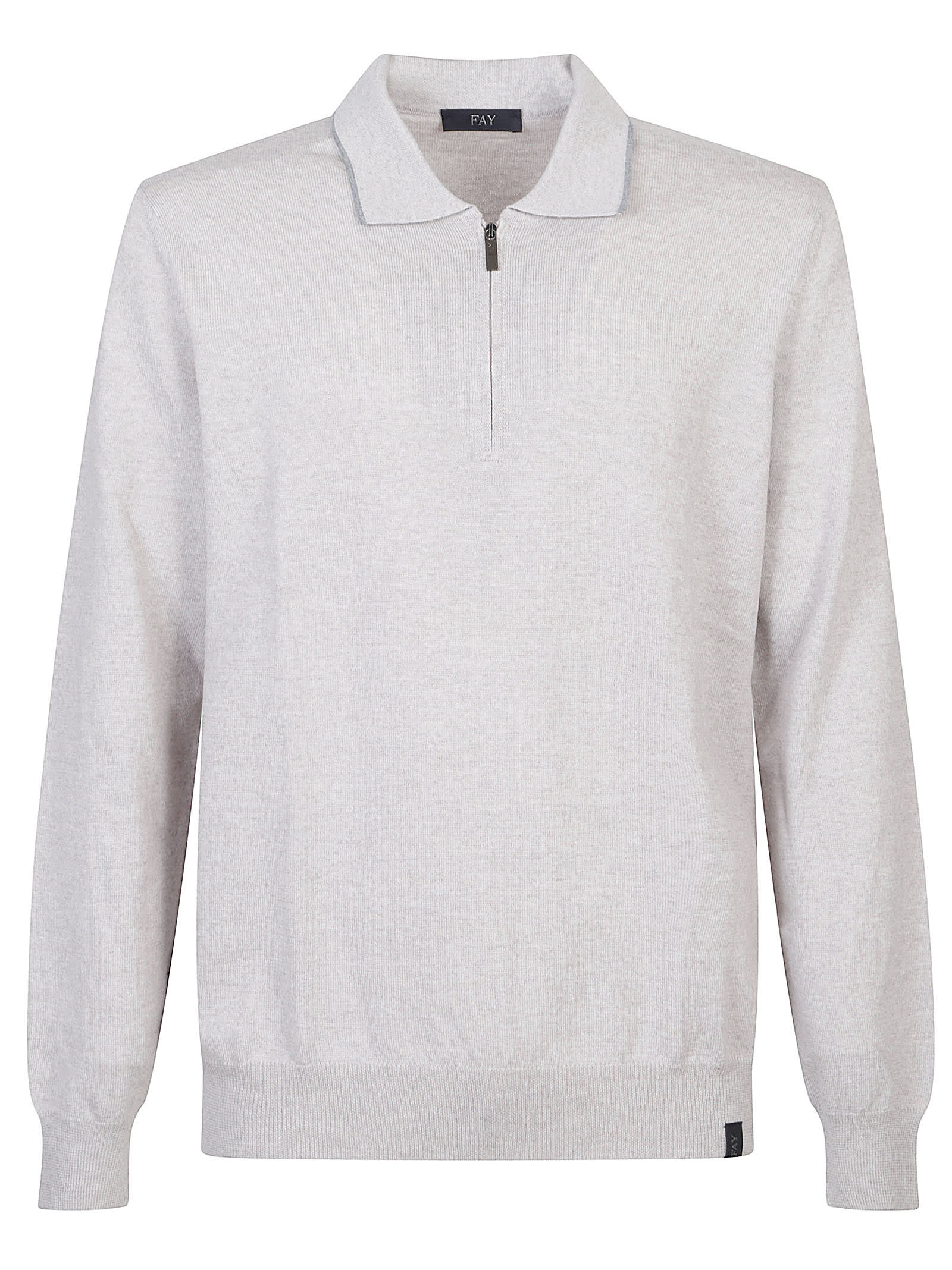 Fay Zip-front Polo Shirt In Neutral