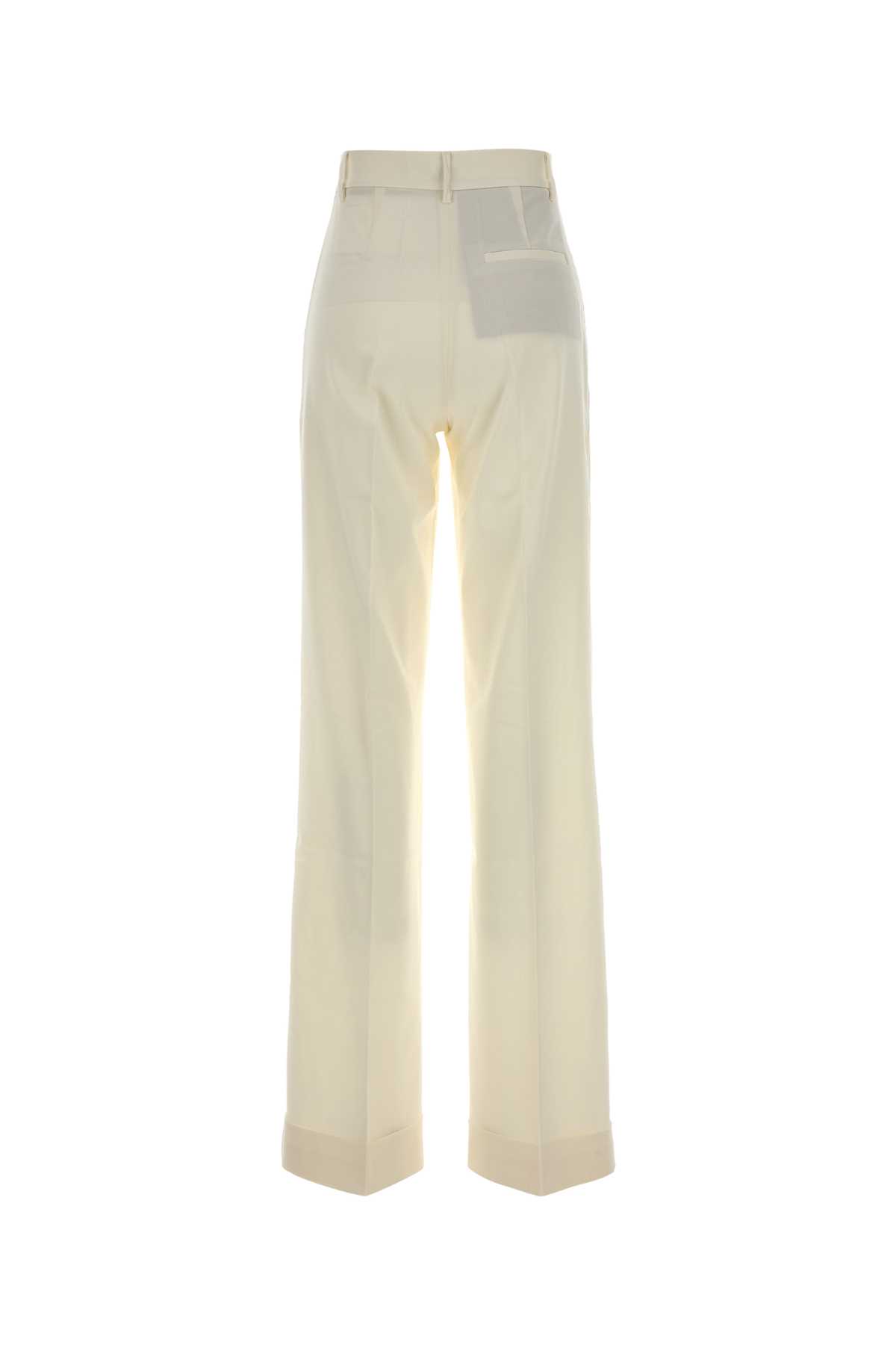 The Andamane Ivory Stretch Gabardine Palazzo Pant In White