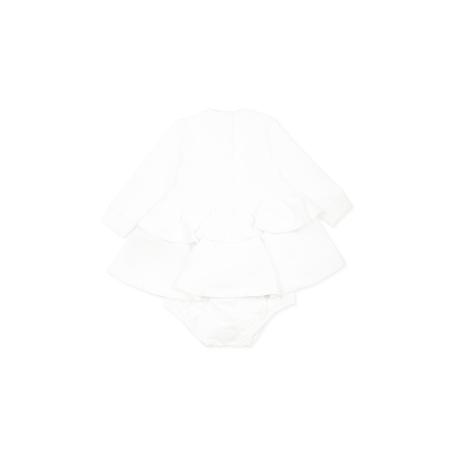 Balmain White Dress For Baby Girl With Logo In White