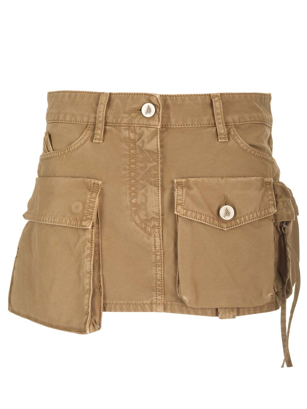 Shop Attico Fay Multi-pocket Mini Skirt In Brown