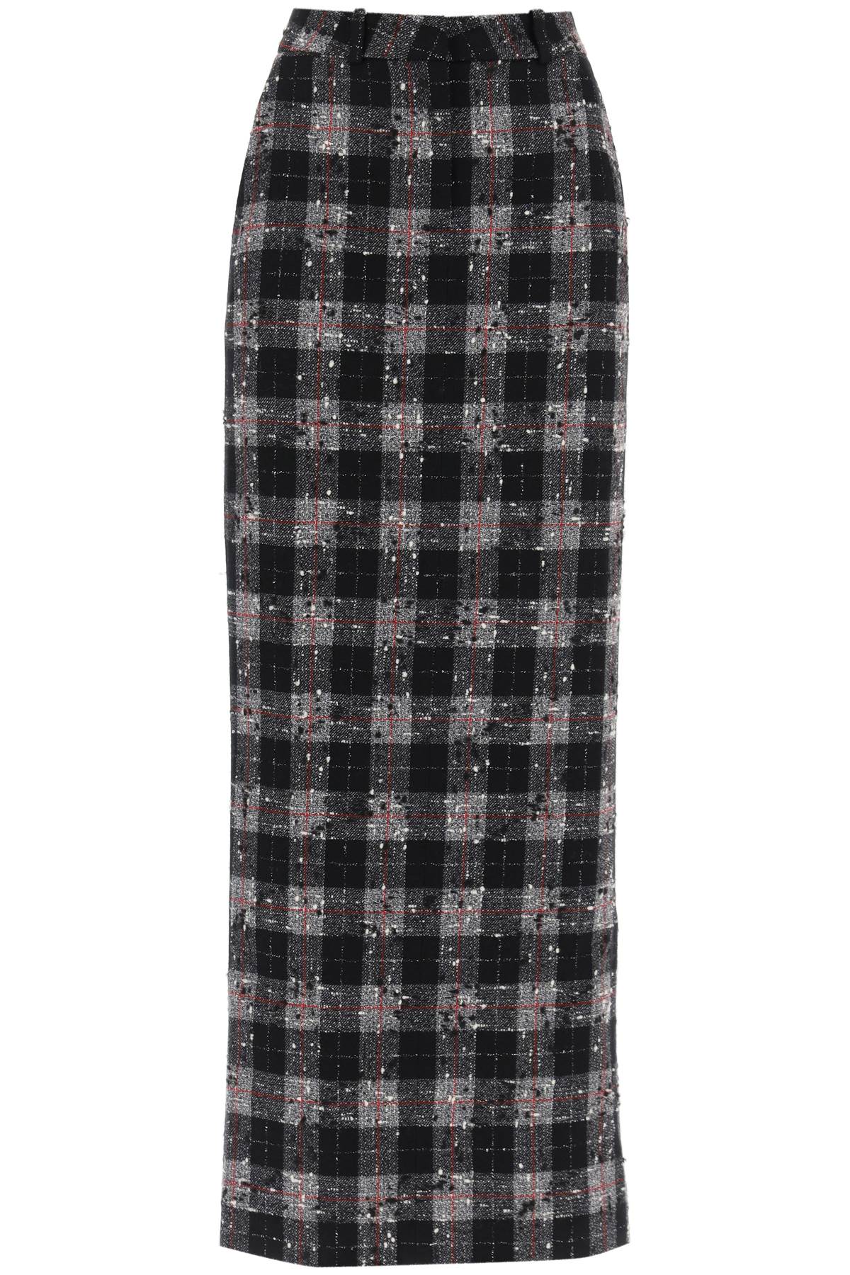 Maxi Skirt In Boucle Fabric With Check Motif