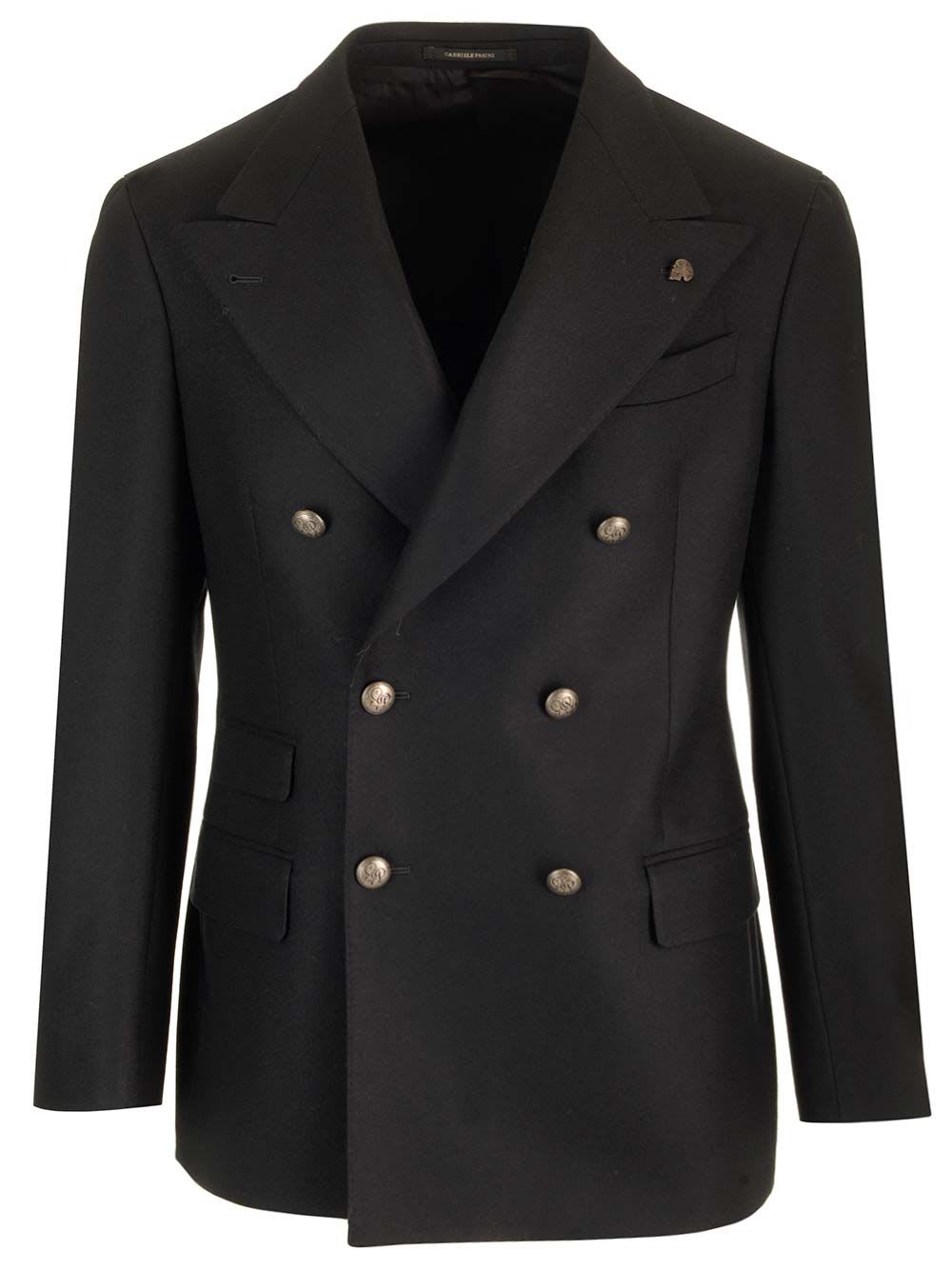 Shop Gabriele Pasini Double-breasted Wool Jacket In Black