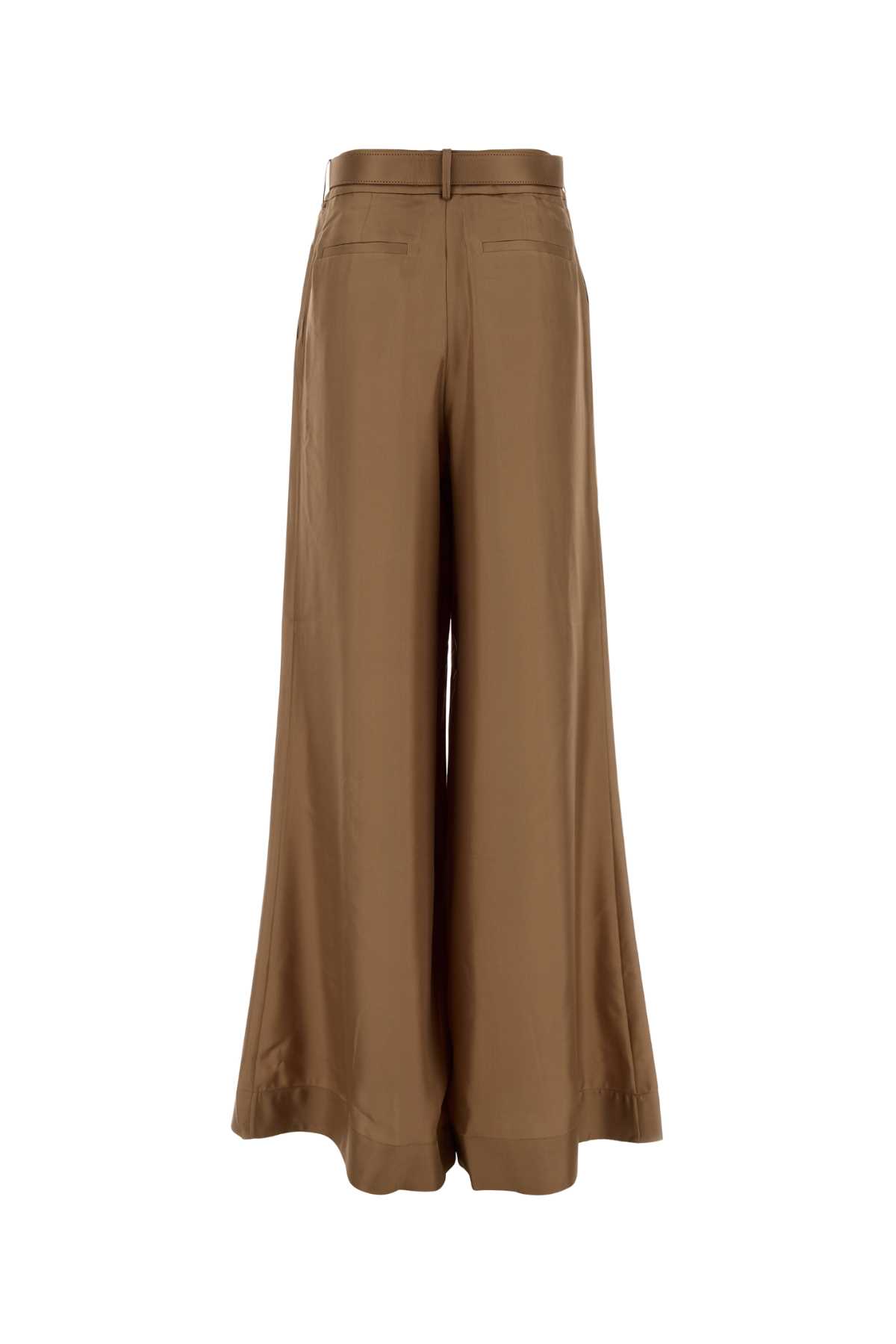 Zimmermann Camel Satin Wide-leg Pant In Brown