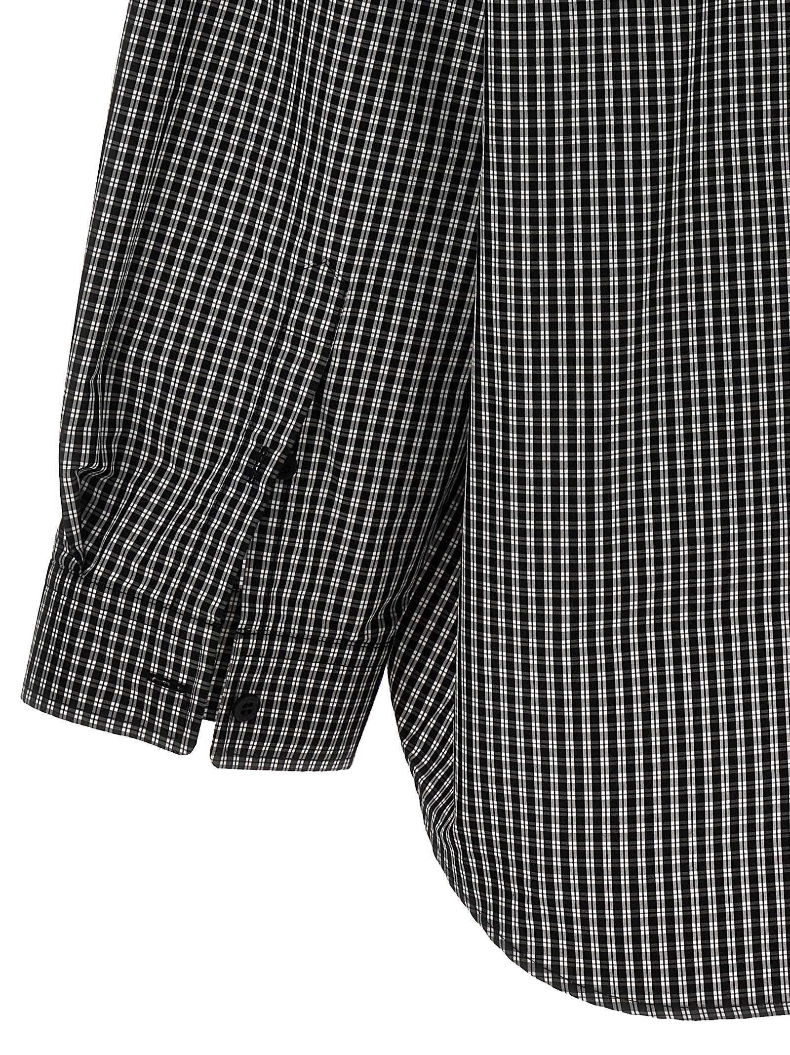 Shop Balenciaga Check Print Shirt In White/black