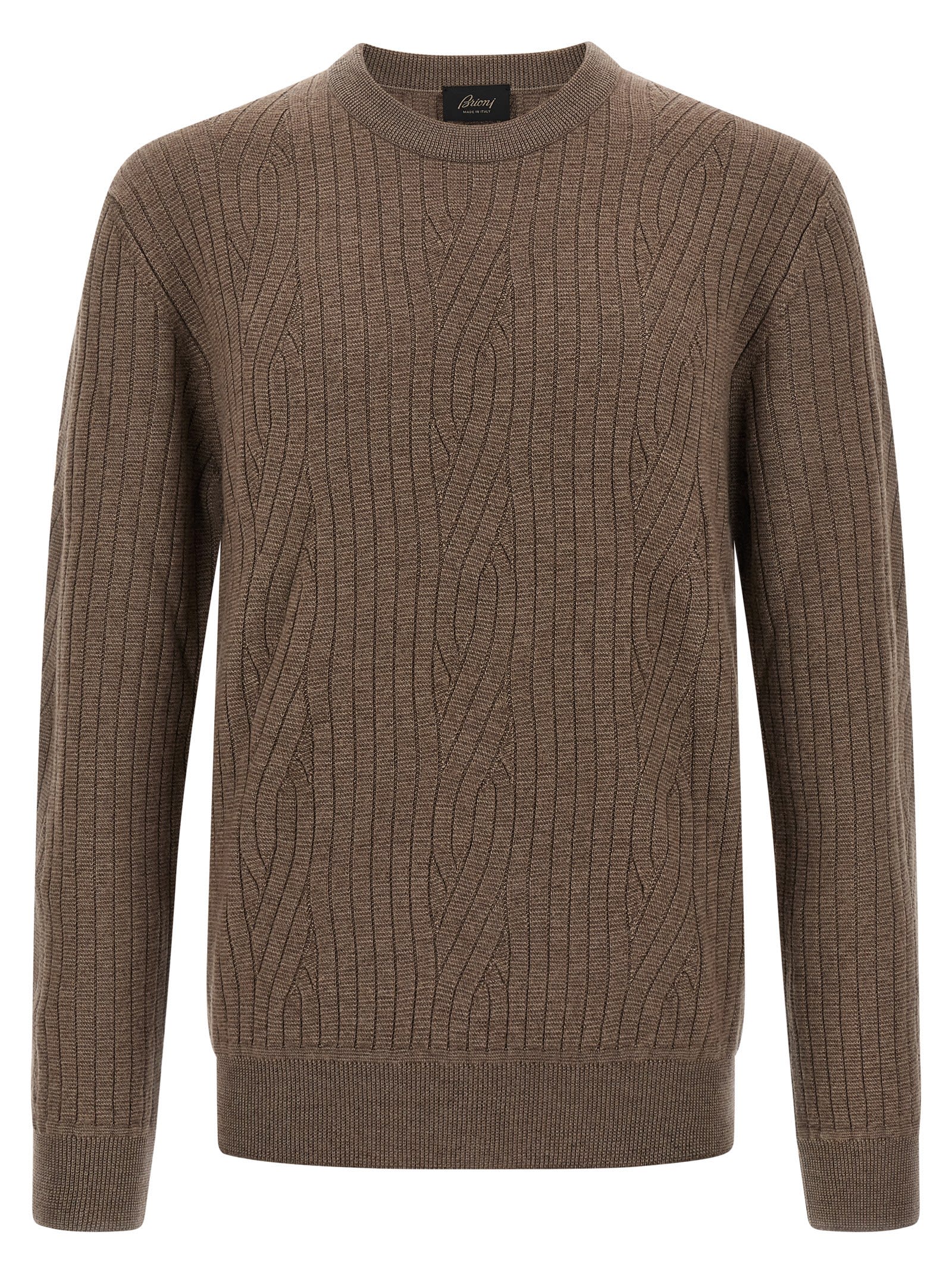 Brioni Ribbed And Braid Sweater Sweaters And Cardigans Brown In Brown