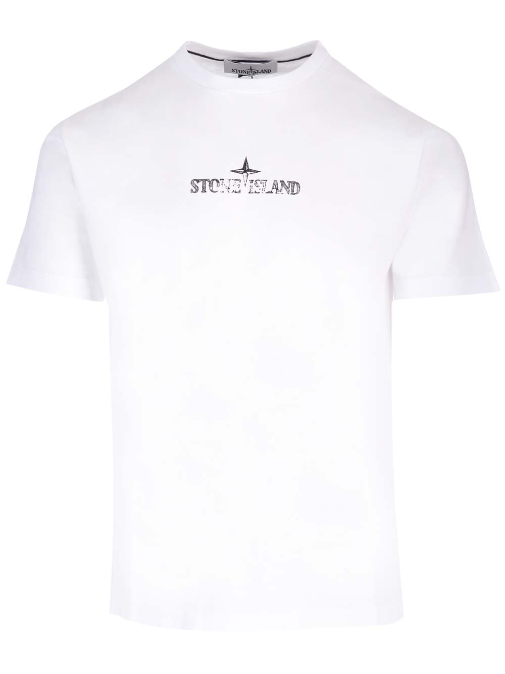 STONE ISLAND WHITE T-SHIRT WITH LOGO