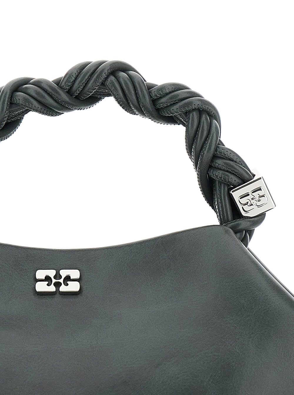 Ganni 'bou' Grey Handbag With Adjustable And Removable Shoulder Strap In Leather Woman In Black