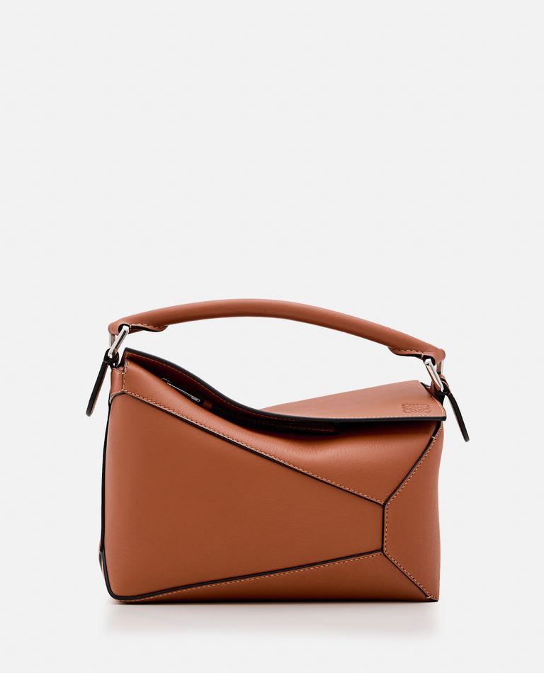 Loewe Small Puzzle Edge Leather Handbag In Brown