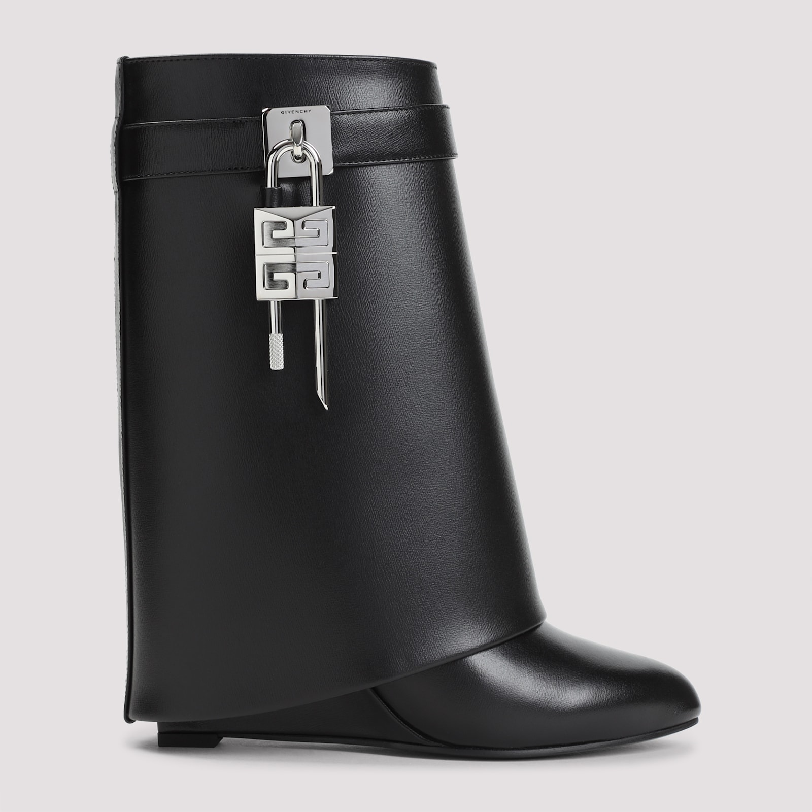 Givenchy Shark Lock 90 Leather Ankle Boots Shoes In Black